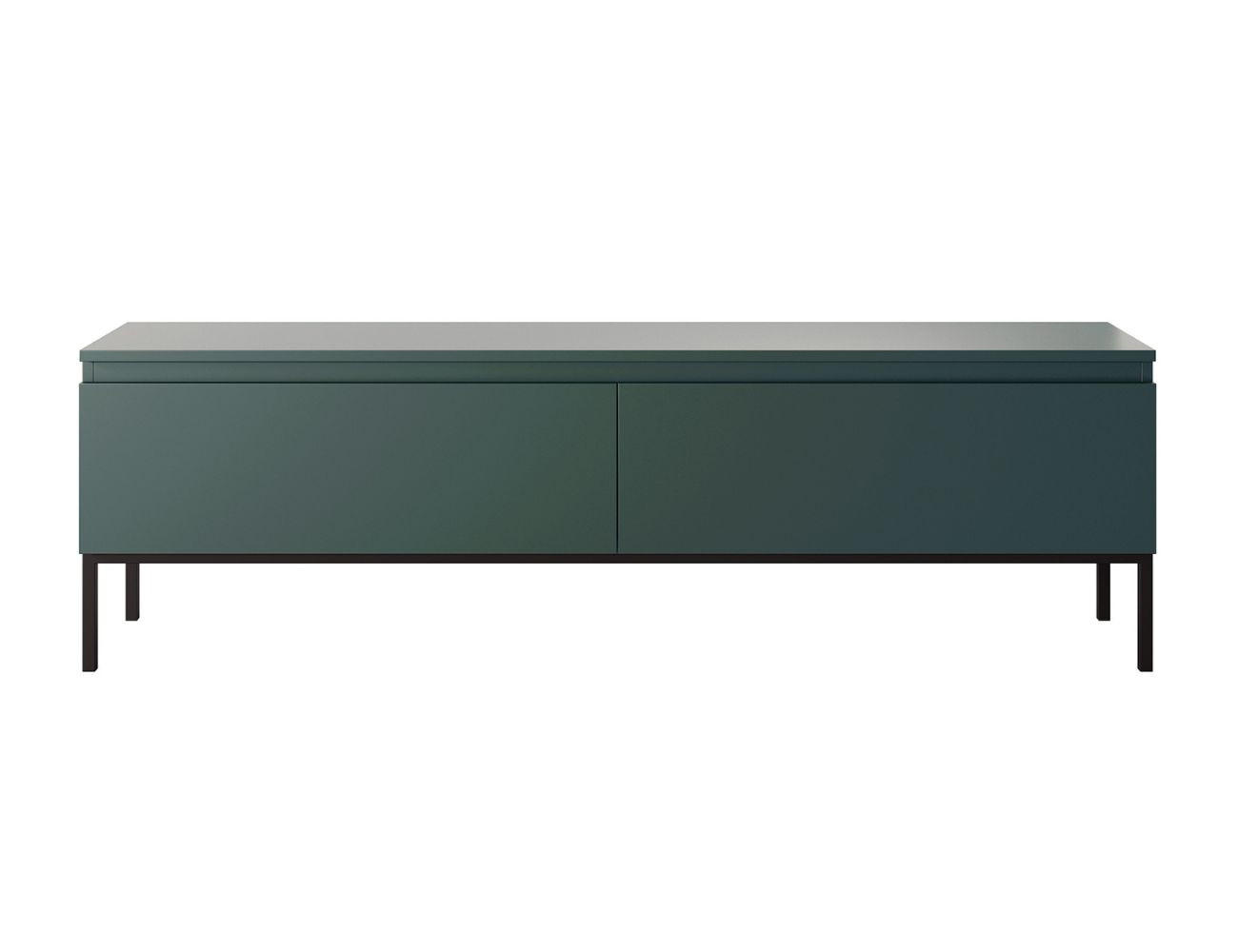 Selsey TV stolek Bemmi tmavě zelený na kovovém podstavci 150/46/32 cm