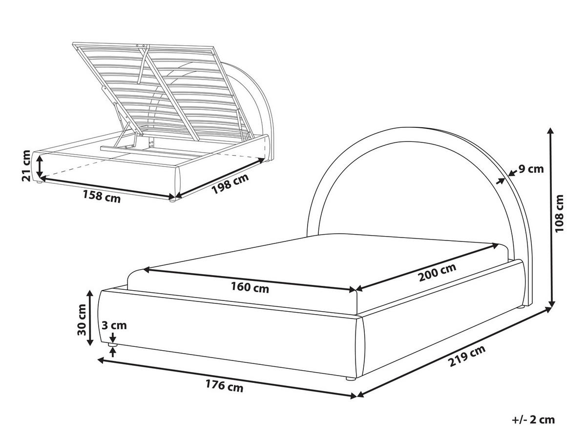 BETT mit Stauraum 160/200 cm Beige Mouzon - Beige/Grau, Textil (160/200cm) - Beliani