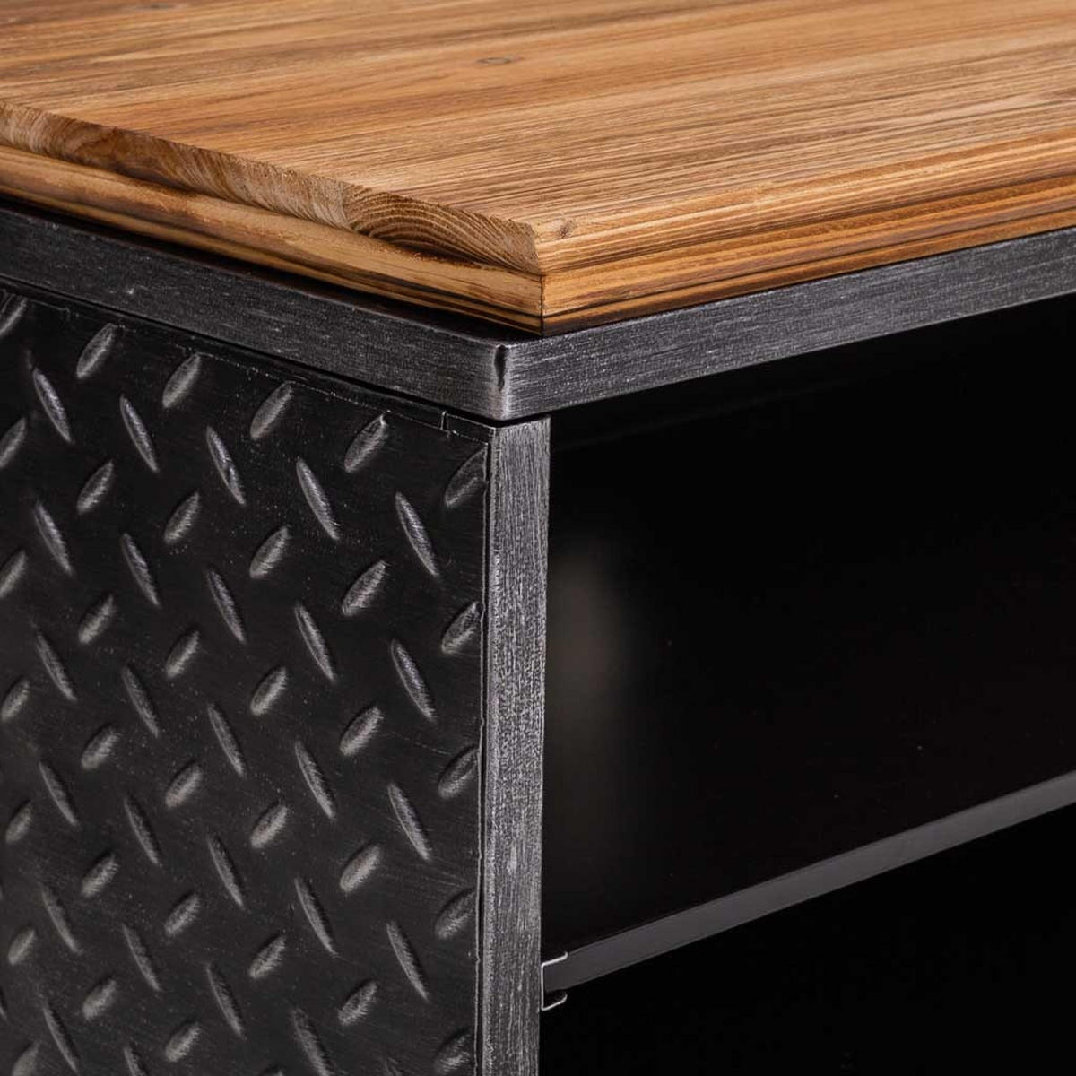 TV-LOWBOARD aus Metall und Holz, schwarz, 120x40x57cm - Multicolor, Metall (120/56.5/40cm) - Wanderlust