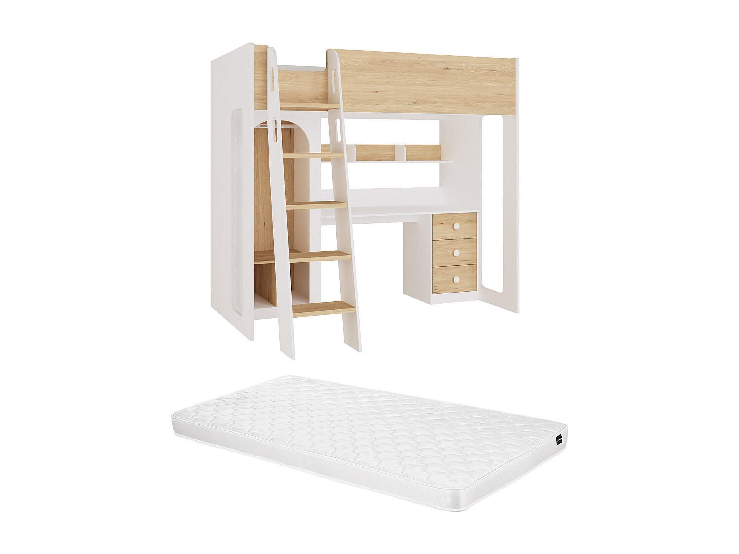 Vente-Unique Hochbett Weiß 90x190 cm