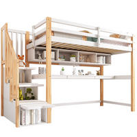 HOCHBETT 90/200 cm mit Schreibtisch, Treppe und Regalen, Weiß/Eiche - Weiß, Holzwerkstoff (90/200cm) - Redom
