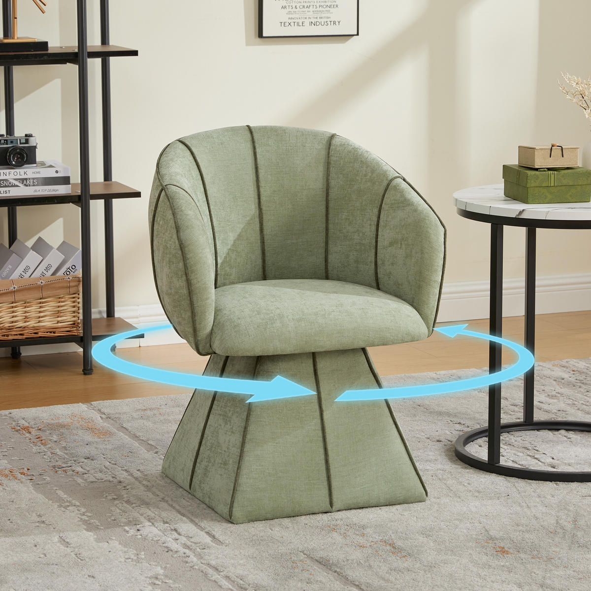 SESSEL,DREHSESSEL mit 360°-Drehfunktion und hoher Rückenlehne, Grün - Grün, Textil (56/74/54cm) - PARAFTA HOME