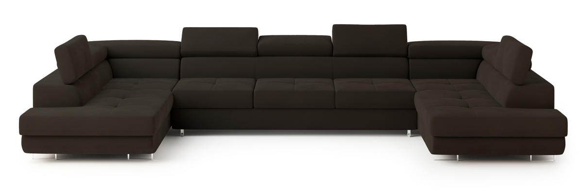 ROHOVÁ SEDAČKA ISOLANO hnědá - stříbrná/hnědá, kov/dřevo (408/202cm) - MASSENO