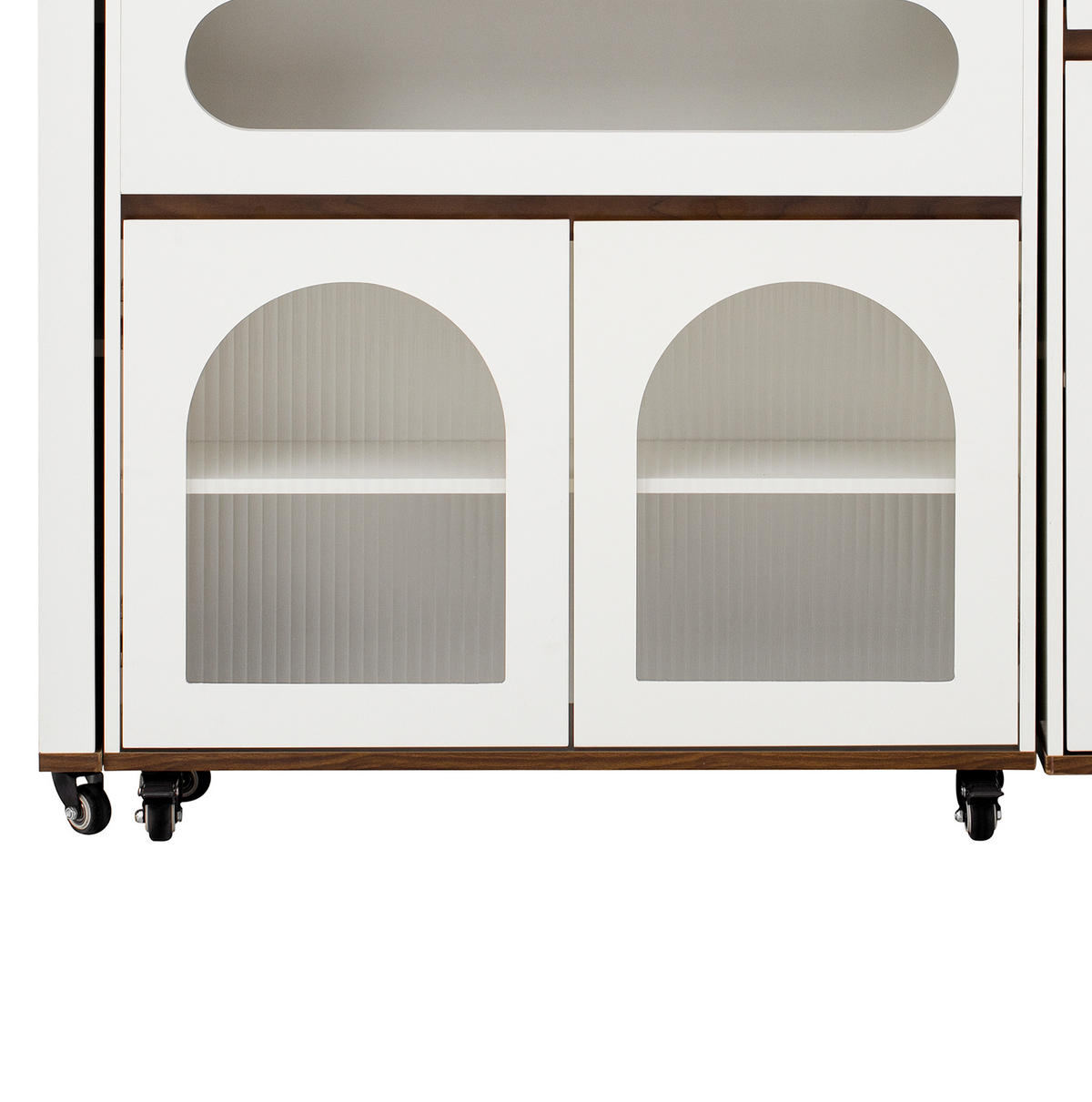 KÜCHENINSEL aus MDF 50.5-187.5x110.5x95.5 cm Weiß/Walnuss mit Ausziehtisch & Steckdosen - Weiß/Braun, Holzwerkstoff (187.5/95.5/110.5cm) - Modfu