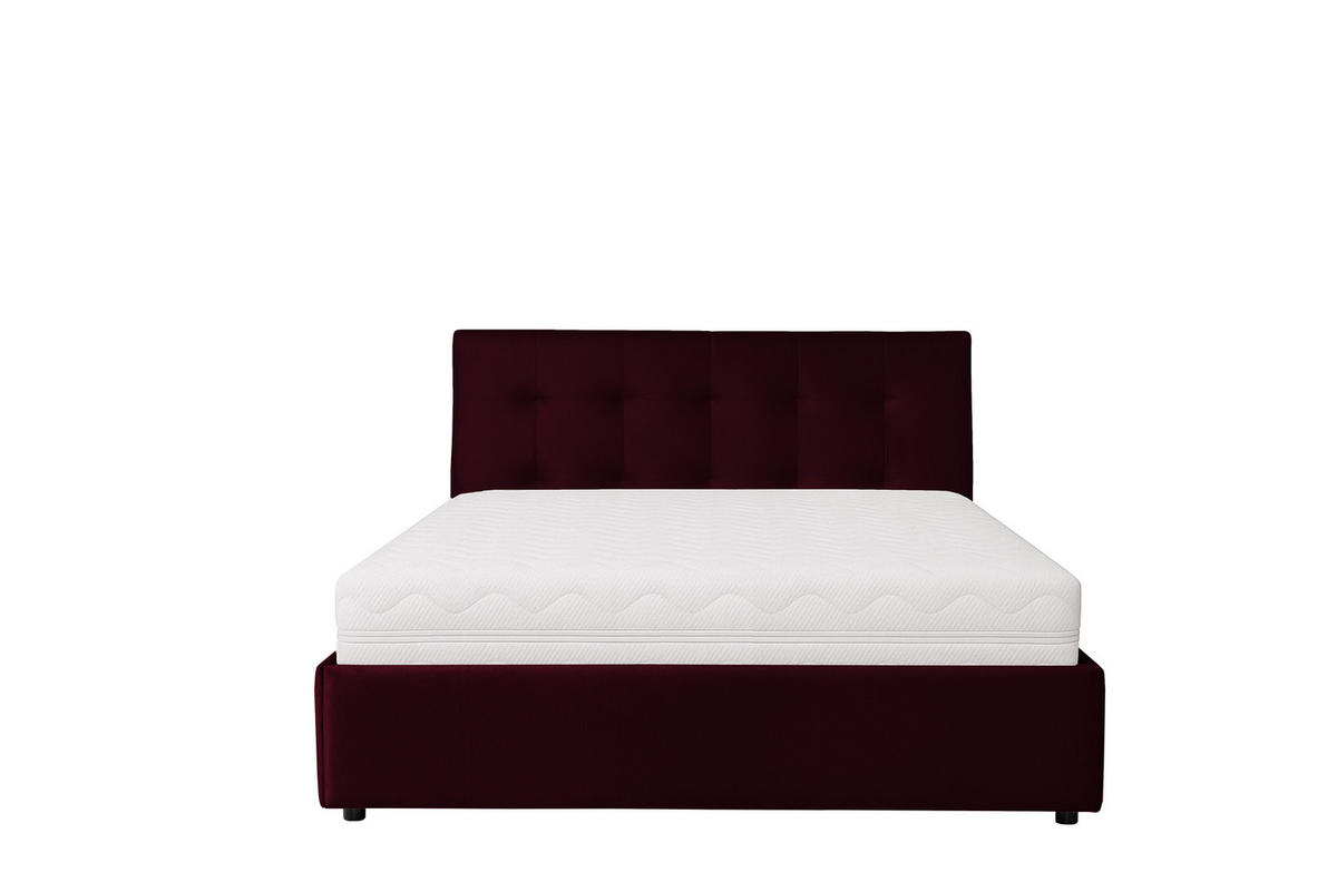 POLSTERBETT mit Bettkasten und Matratze SOLIS, Bordeaux, 160x200 cm - Bordeaux, Textil (160/200cm) - KS Home Concept