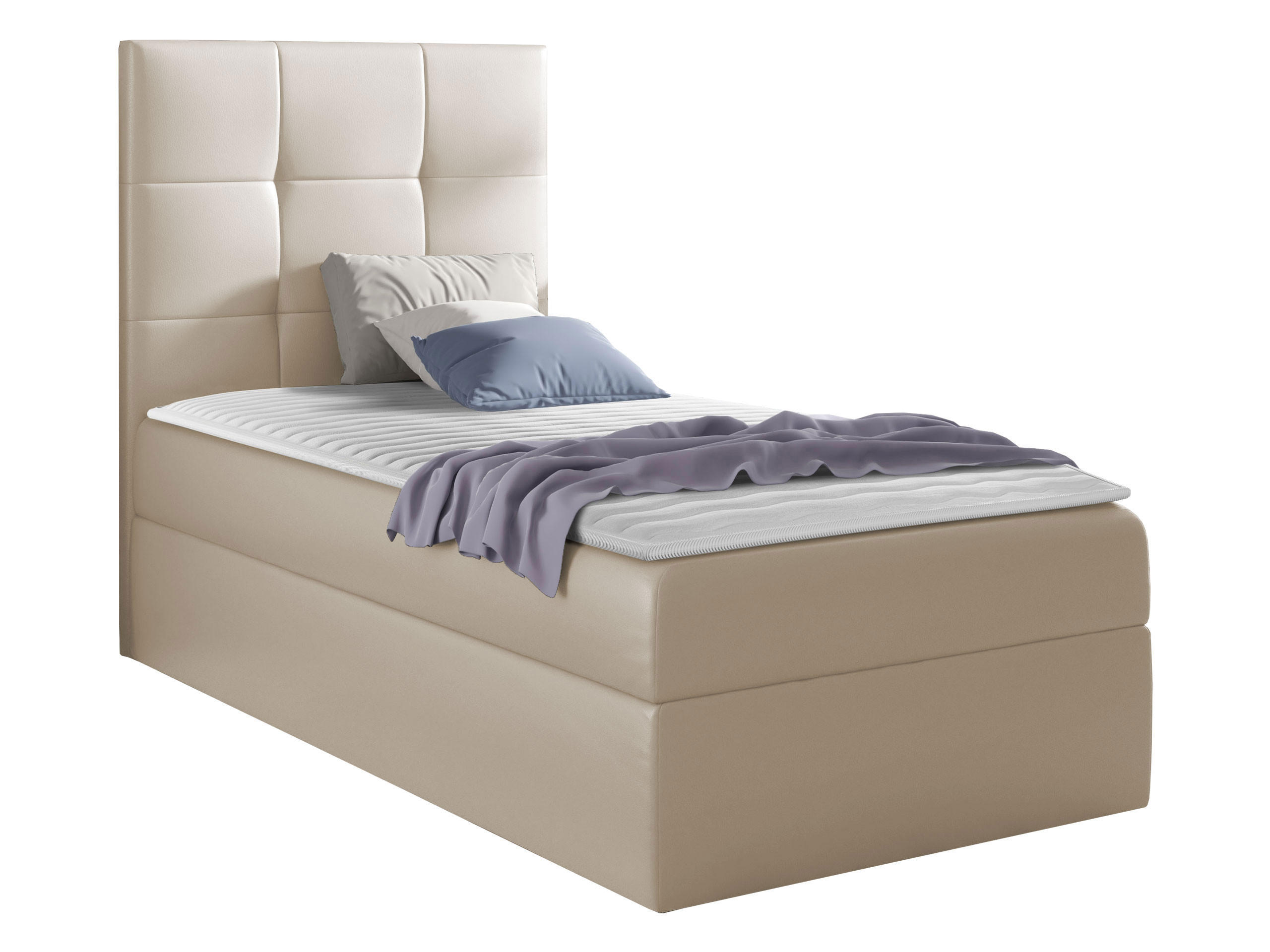 BOXBETT Mini 2, Seite zum Öffnen des Bettkastens: Links - Creme, Holz (80/200cm) - MIRJAN24