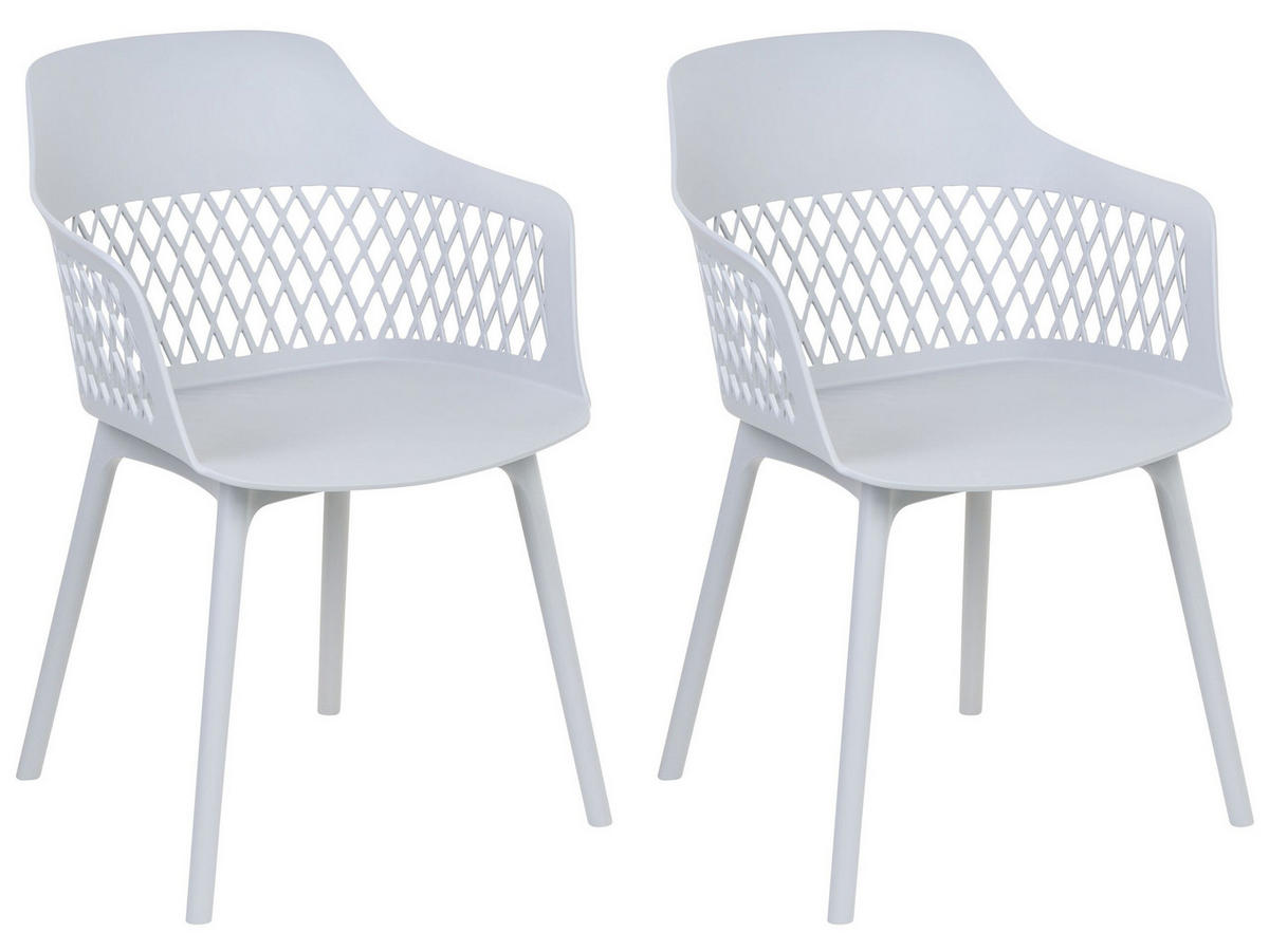 ESSZIMMERSTUHL 2er-Set Kunststoff Grau Almira - Grau, Kunststoff (54/84/50cm) - Beliani