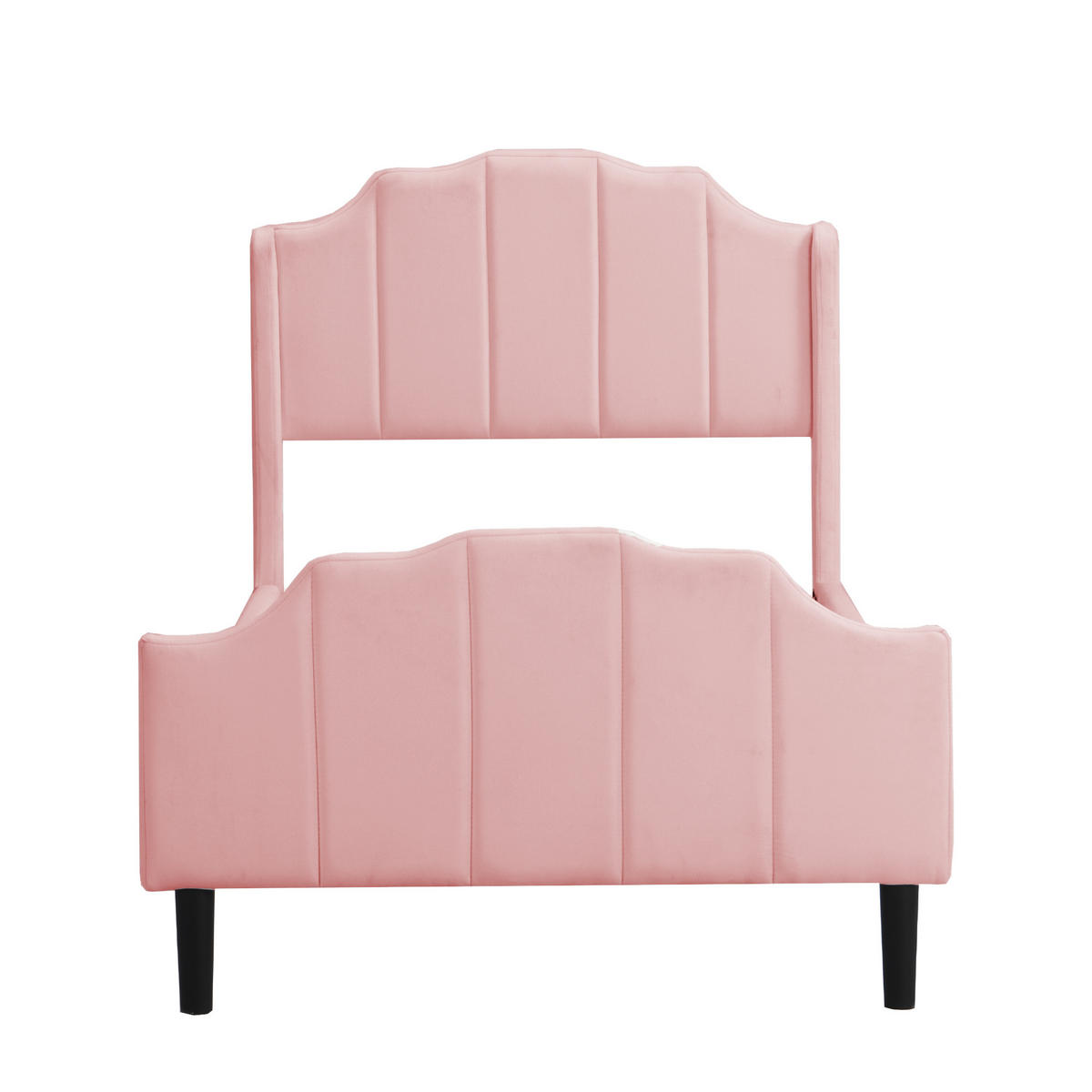 KINDERBETT 90x200 Samt rosa - Rosa, Textil (90/200cm) - LEBENLANG