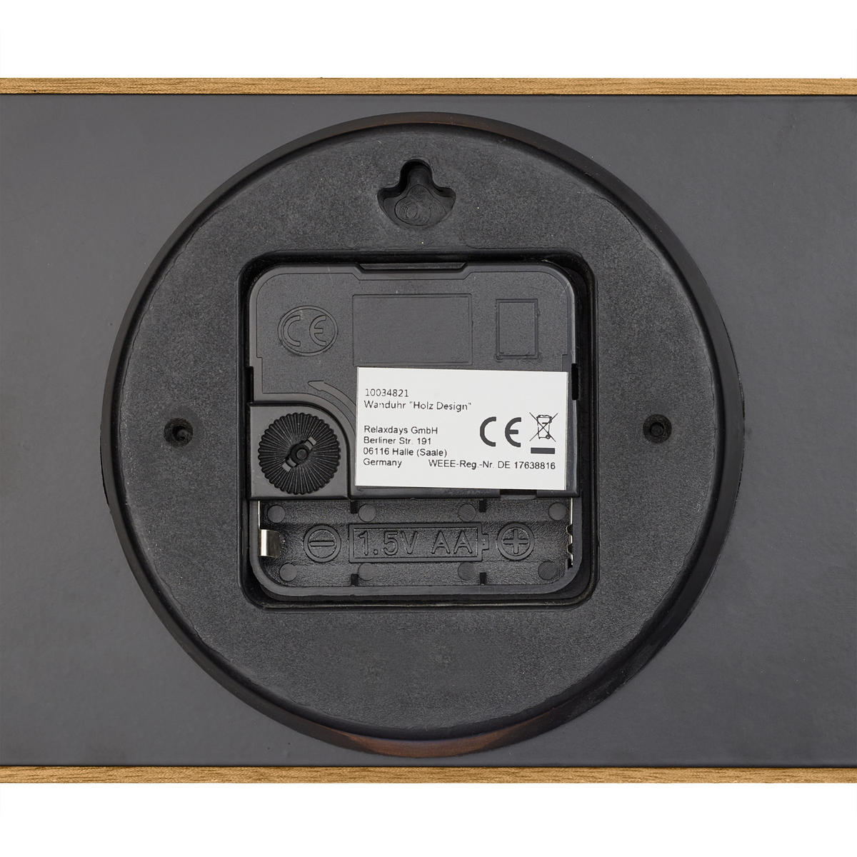 WANDUHR - Hellbraun, Holzwerkstoff/Metall (30/30/4cm) - Relaxdays