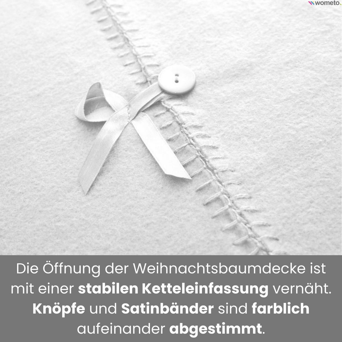 BAUMUNTERLAGE Weihnachtsbaum-Decke weiß 120 cm rund mit Knöpfen und Satin-Schleifen - Weiß, Textil (120/120cm) - wometo