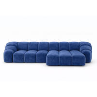 ECKSOFA Modulare L-Form, Veloursstoff Bluvel, Tintenblau, Rechts, CROISSANT L - Blau, Holz (305/190cm) - Kaiser Möbel