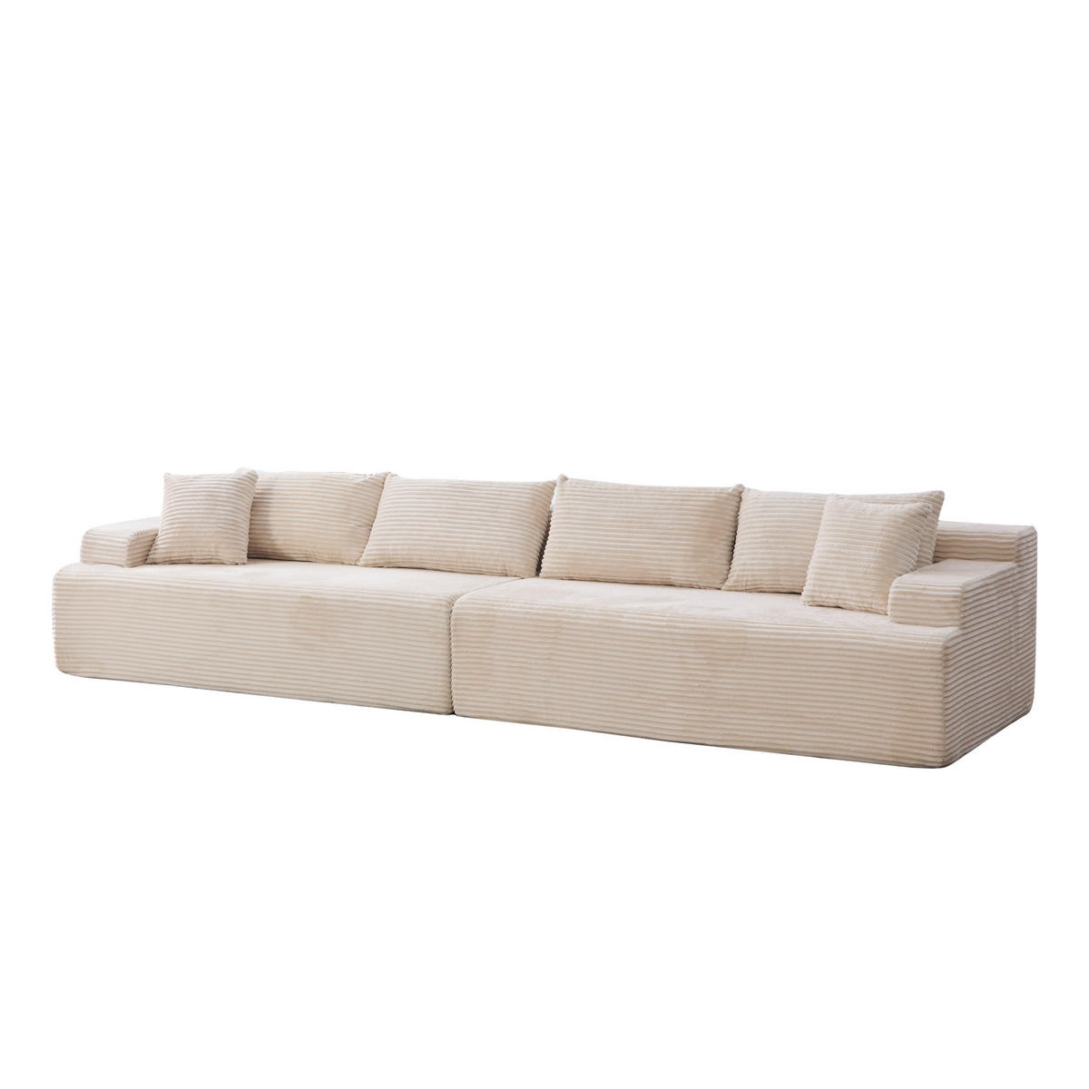 SOFAELEMENT 334/99/74.5 cm Elfenbein Chenille mit 30D hochelastischem Schaumstoff und rutschfestem Bode - Ecru, Textil (99/74.5/344cm) - Oxeza