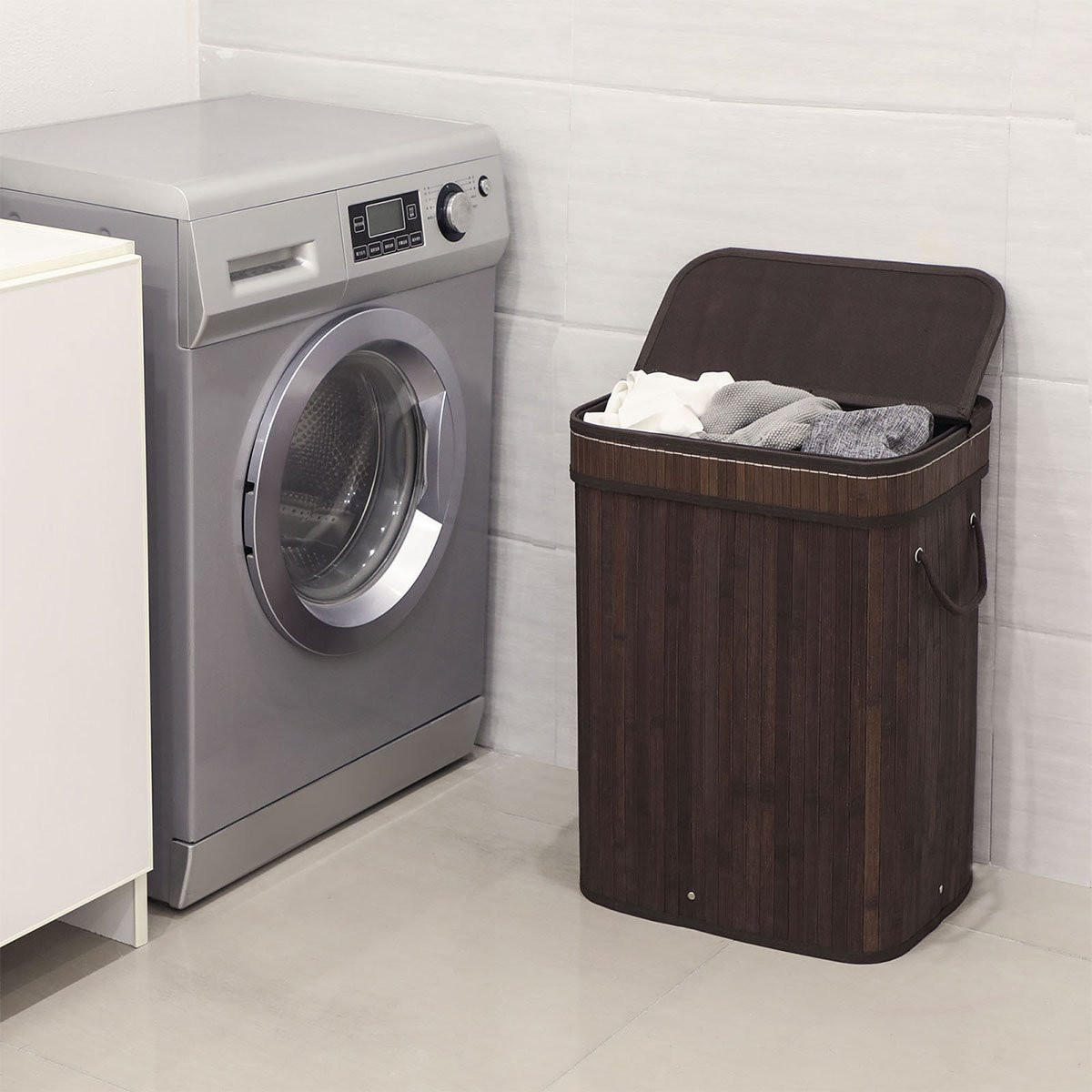 WÄSCHEKORB aus braunem Bambus - L40 cm - Braun, Holzwerkstoff (30/60/40cm) - Calicosy