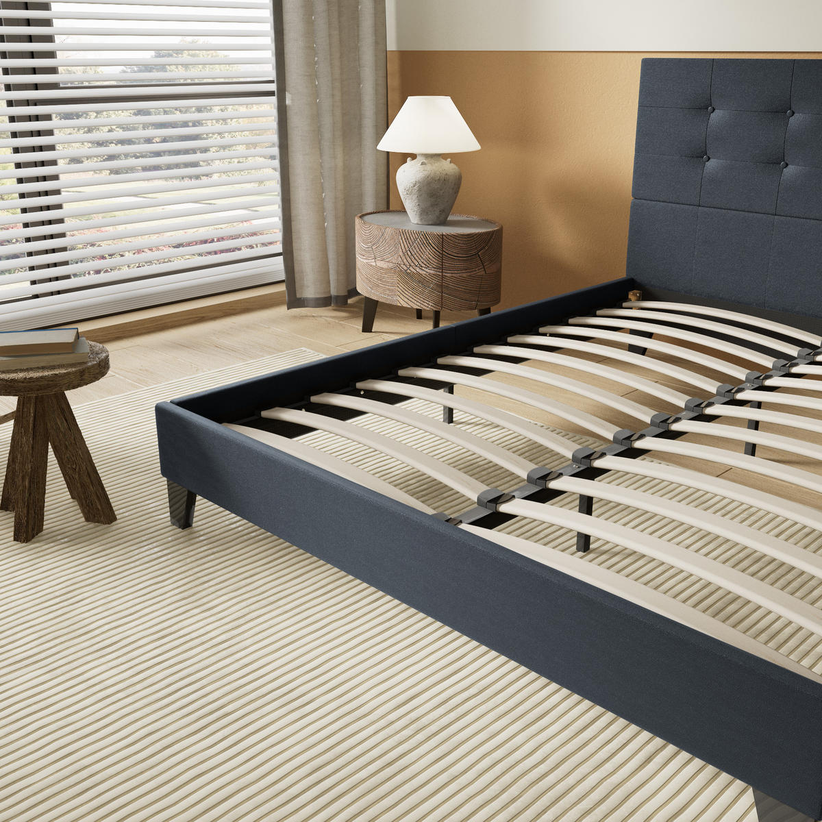 BETT aus schwarzem Kunstleder 140x200cm - Schwarz, Naturmaterialien (140/200cm) - November Sleep