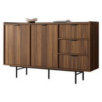 KOMMODE Edison 2D3S - Nussbaumfarben/Schwarz, Holzwerkstoff/Metall (150/90/40cm) - MIRJAN24