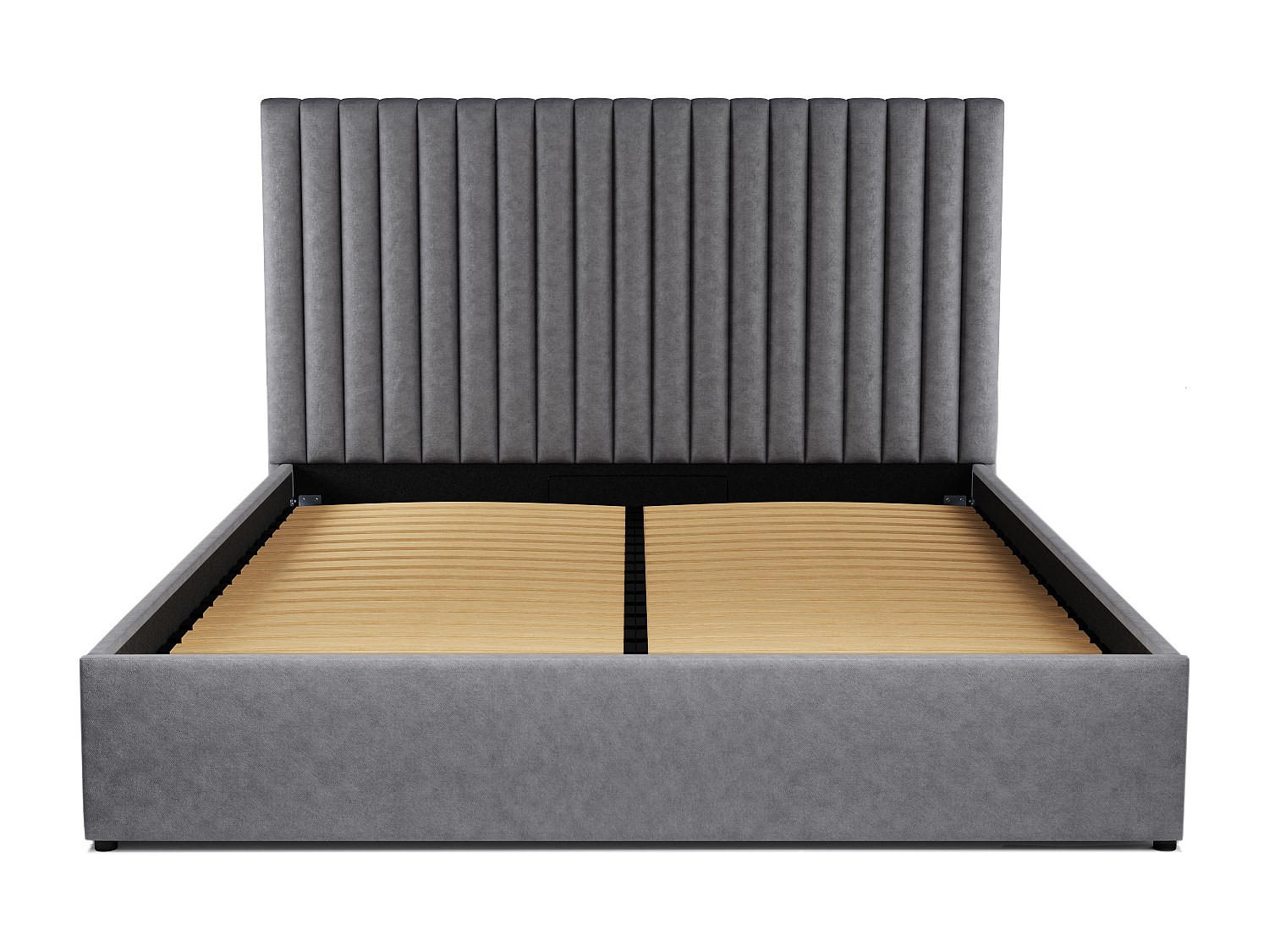 BETT mit Bettkasten - 2 Personen - Stoff - Grau - Grau, Textil (160/200cm) - Vente-Unique