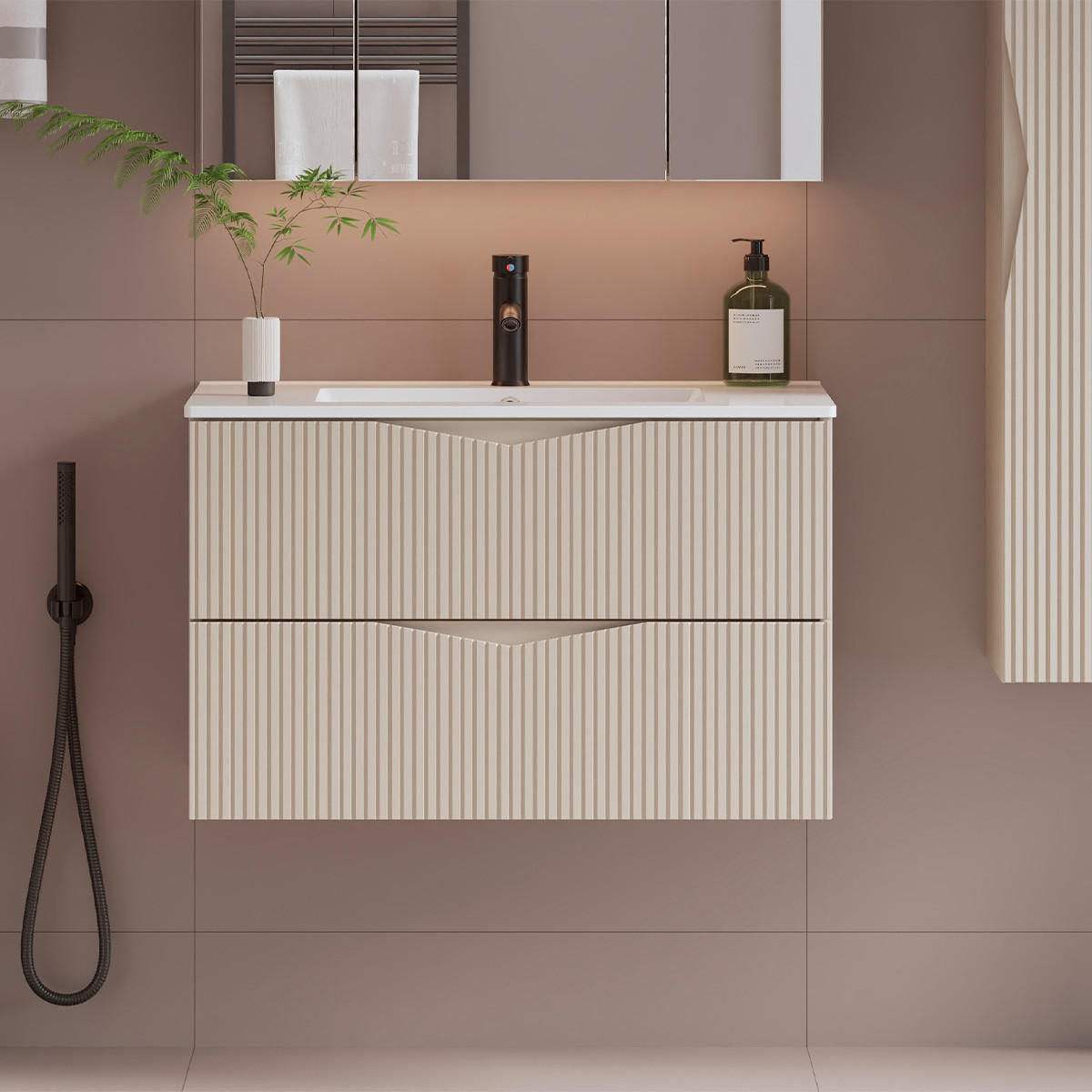 WASCHTISCH 80cm Tao Kaschmir - Beige, Holzwerkstoff (80/50/45.8cm) - Petits-meubles