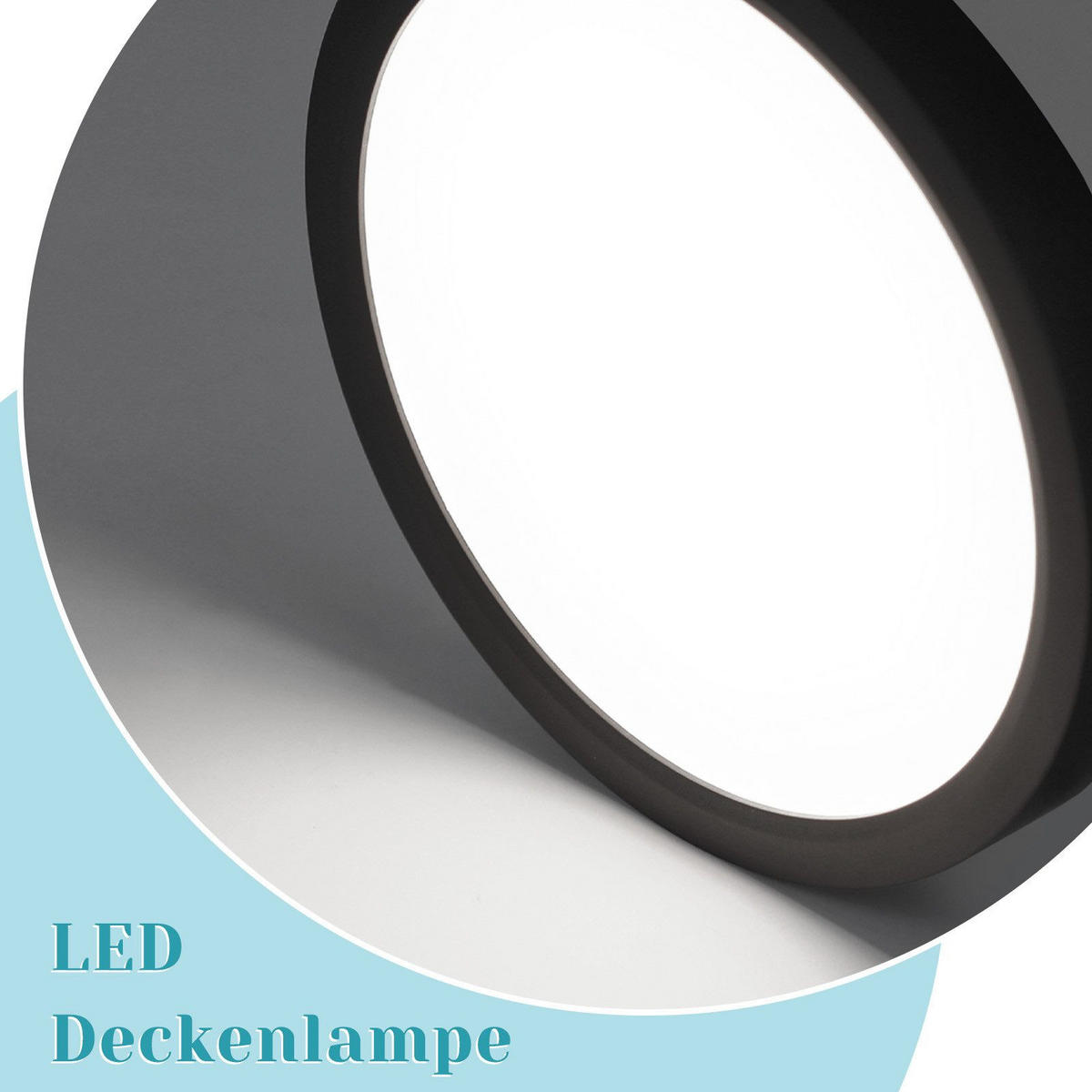 LED-DECKENLEUCHTE Emerson 30/30/3 cm - Schwarz, Kunststoff (30/30/3cm) - Nettlife