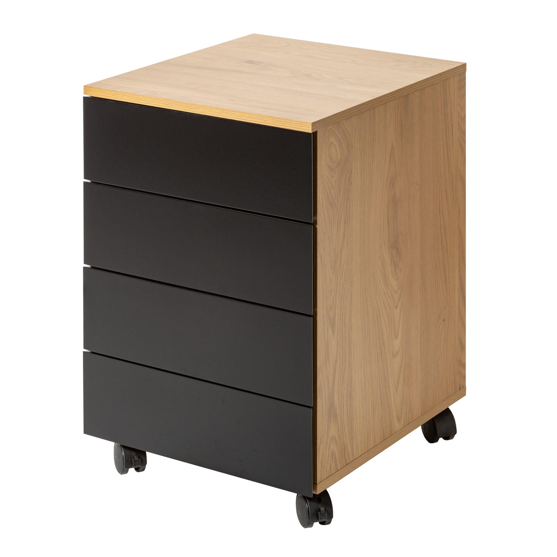 ROLLCONTAINER STUDIO Schichtholz Natur 60 cm - Schwarz/Naturfarben, Holzwerkstoff (40/61/45cm) - riess-ambiente