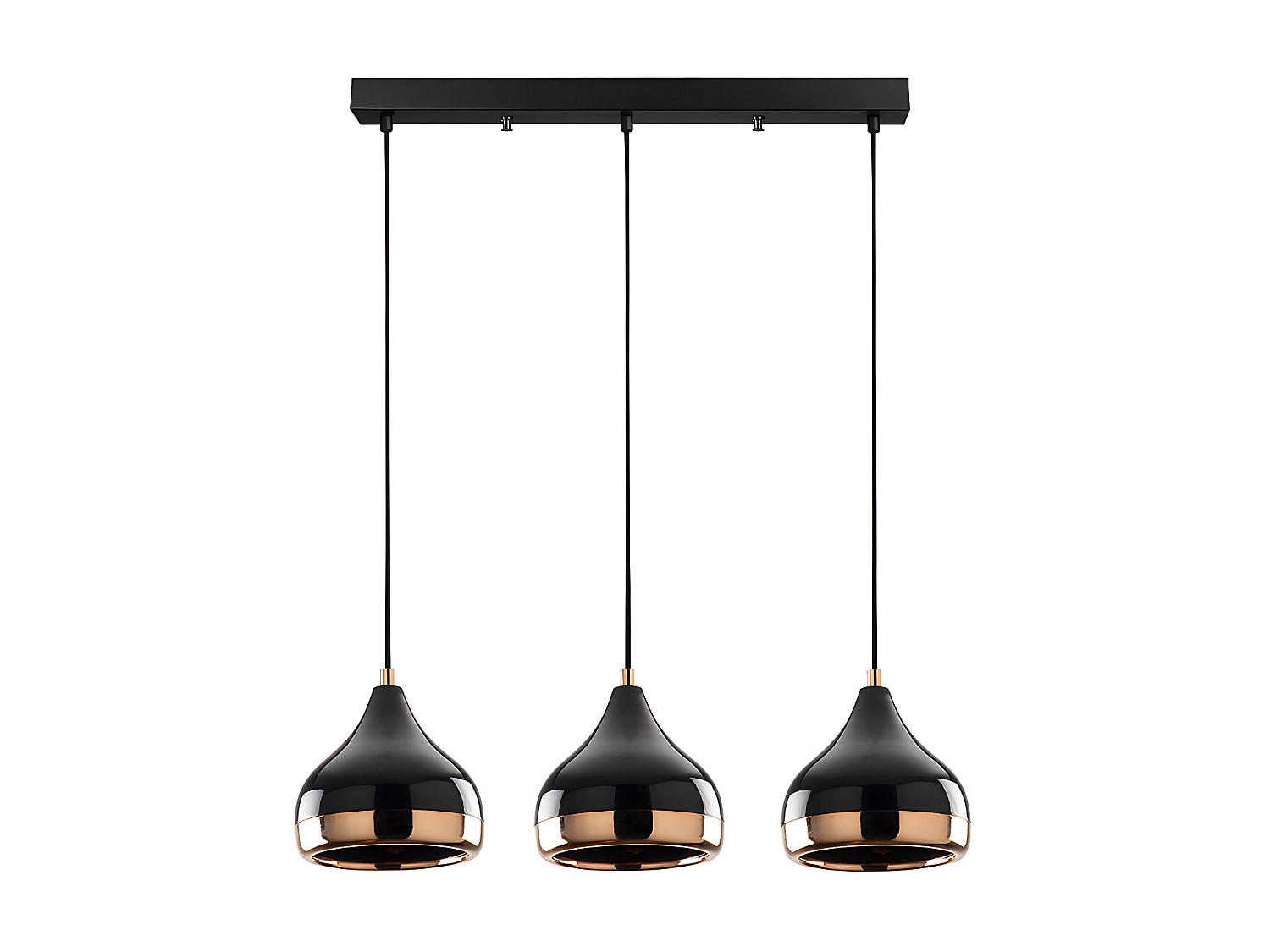 PENDELLEUCHTE aus schwarzem und kupferfarbenem metall mit 3 glühbirnen - yildo 67/17/111 cm - Schwarz, Metall (17/67/111cm) - Vente-Unique