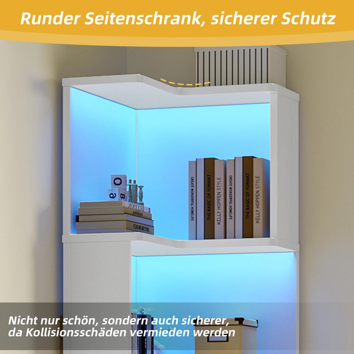 BÜCHERREGAL in Weiß mit LED für Arbeitszimmer und Büro, B63.5/T45/H175 cm - Weiß, Holzwerkstoff (63.5/175/45cm) - STILVORA