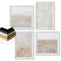 WANDBILDER 4er-Set - 50x50 cm & 40x60 cm Weißer Rahmen - Modische Pastelltexturen - Weiß, Kunststoff (50/50cm) - ArtPrintCave