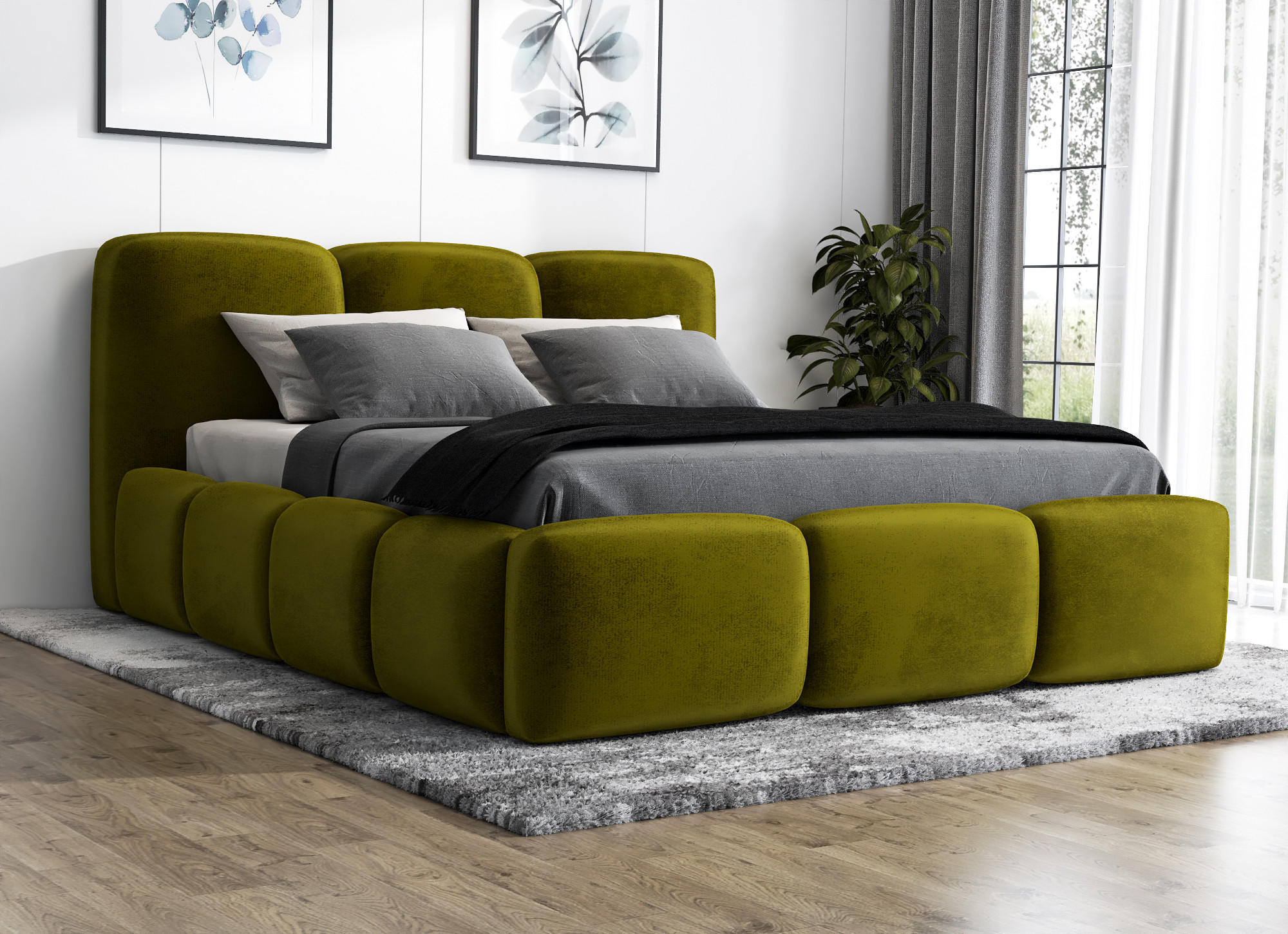POLSTERBETT STAR 140x200 Olivgrün - Olivgrün, Textil (140/200cm) - A&J MöbelLand
