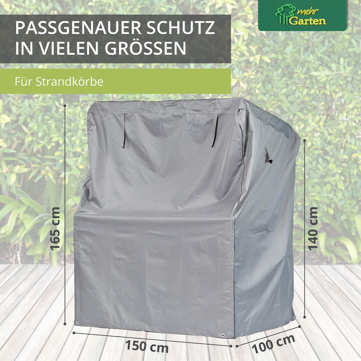 STRANDKORBHÜLLE SHP-20021 - Grau, Kunststoff (125/165/100cm) - mehr Garten