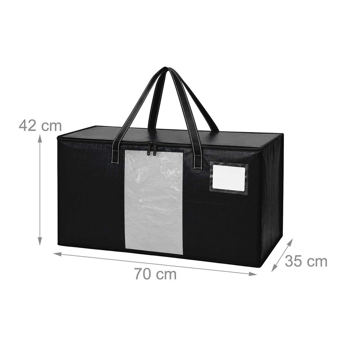 UMZUGSTASCHE Schwarz 4er-Set 100 l - Schwarz, Kunststoff - Relaxdays