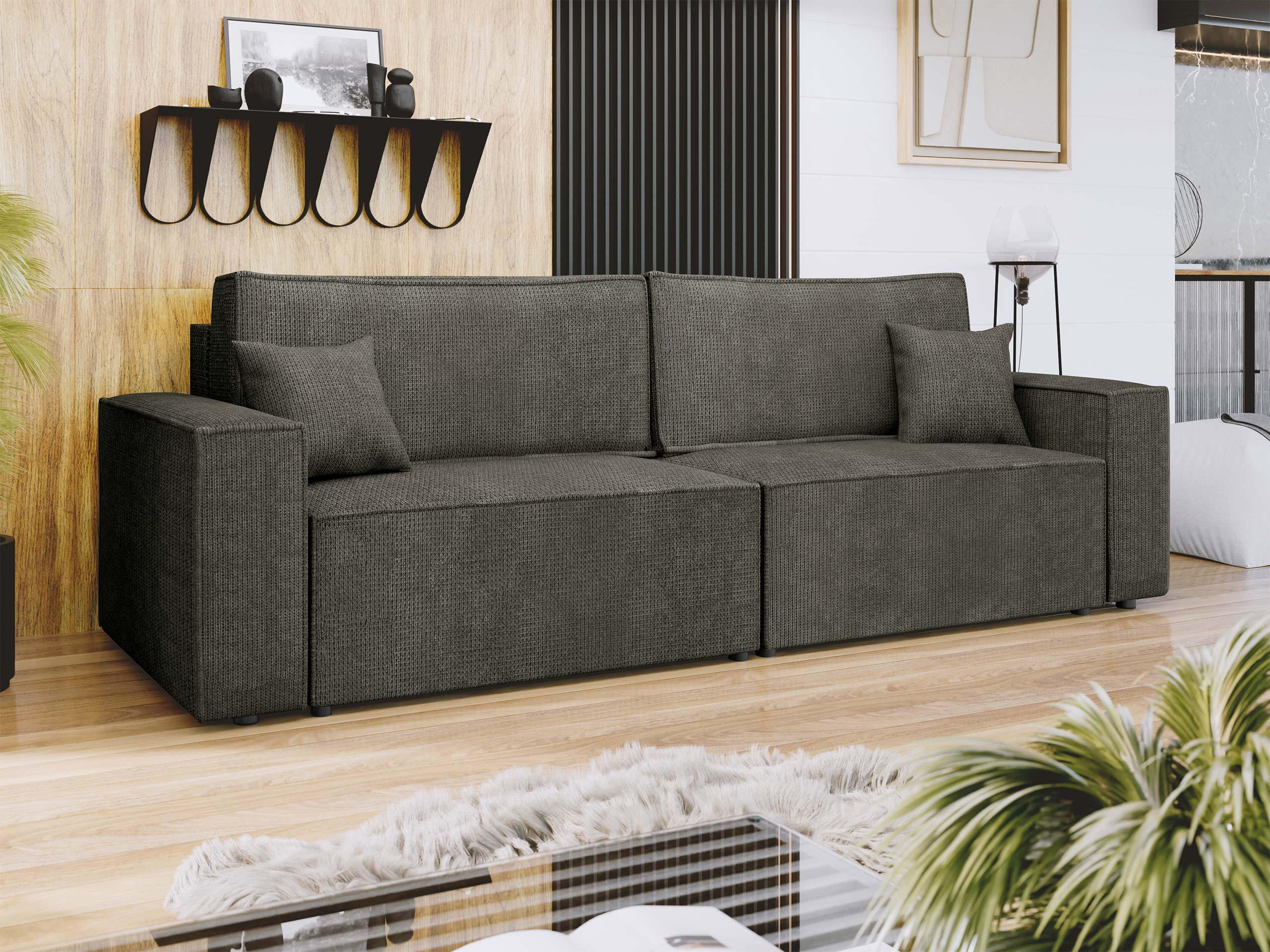 SCHLAFSOFA Karl - Schwarz/Braun, Holz/Kunststoff (245/82/90cm) - MIRJAN24