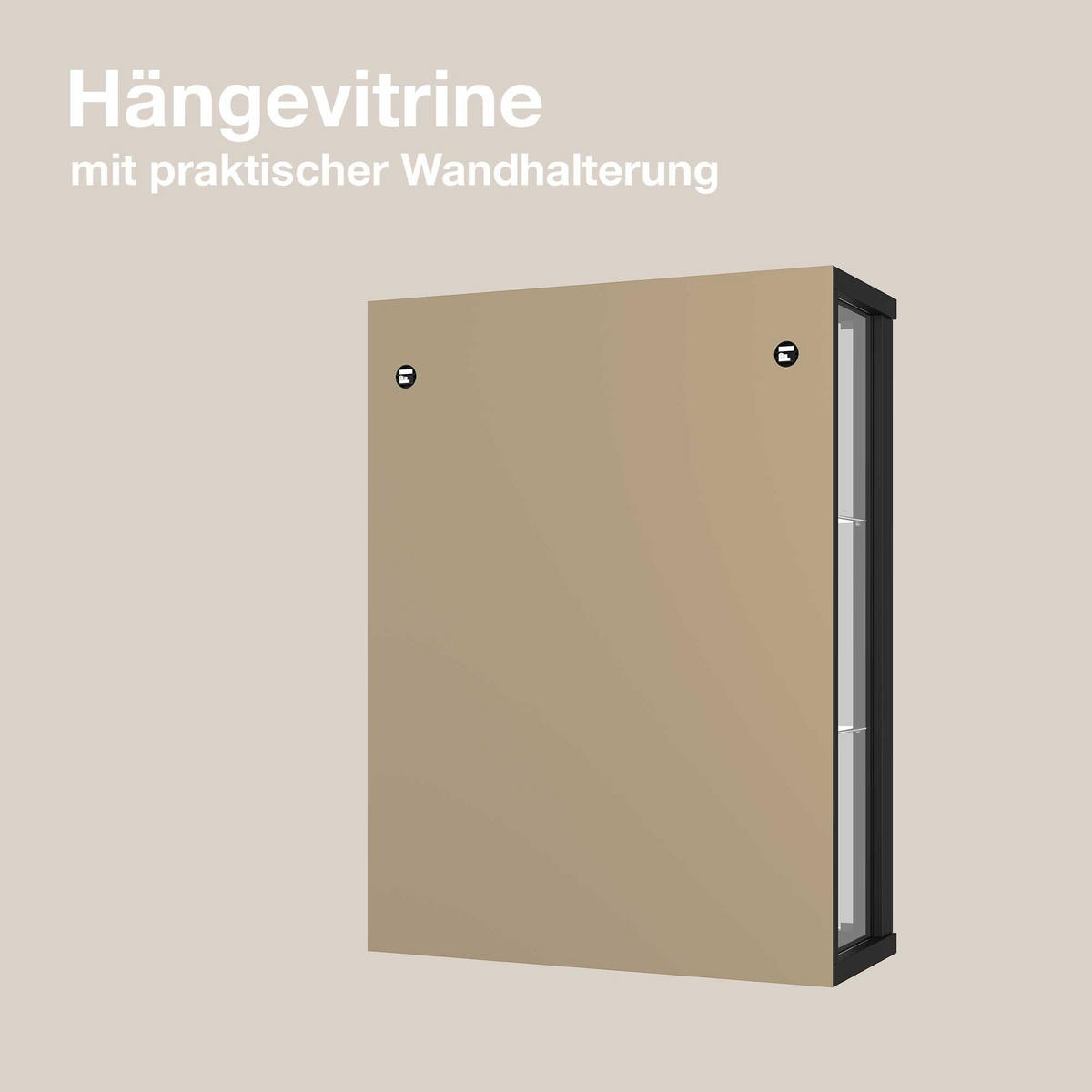 HÄNGEVITRINE 25/60/80 cm mit 2 höhenverstellbaren Glasböden - Transparent/Silberfarben, Glas/Holzwerkstoff (60/80/25cm) - K-Möbel
