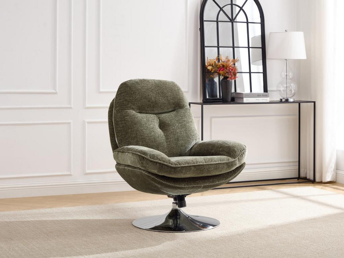 DREHSESSEL - Stoff - Grün - ILMACA - Grün, Textil (90/99/78cm) - Vente-Unique