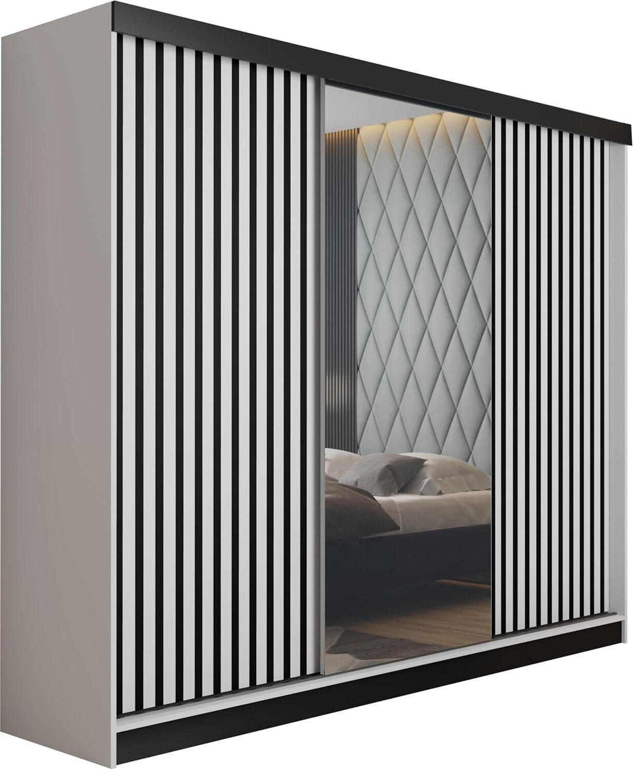 SCHIEBETÜRENSCHRANK MALANI - Weiß 200x205x59 cm - Weiß, Holzwerkstoff (200/205/59cm) - Kier Furniture