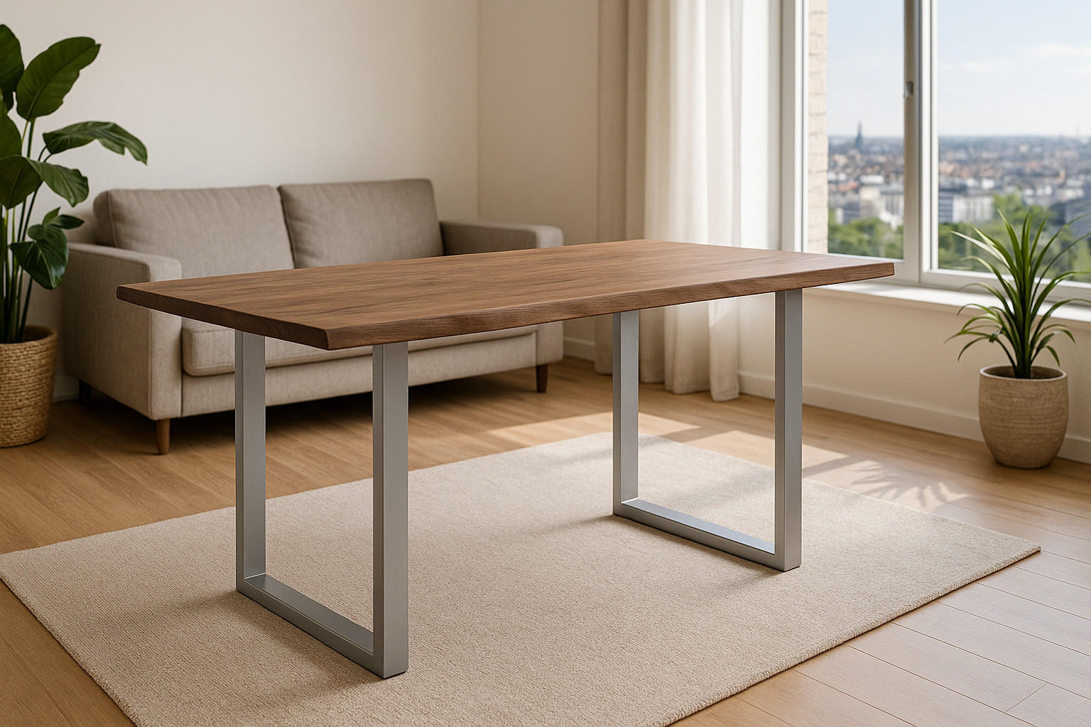 Thumbnail - SAM Esstisch, Beige, Holz, Echtholz,Akazie, Rechteckig,Quadratisch, U-Form, 240x77x100 cm, Esszimmer, Tische, Esstische