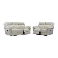 COUCHGARNITUR - 5 Personen - leder - elfenbeinfarben Pakita - Weiß, Leder (153/102/92cm) - Vente-Unique