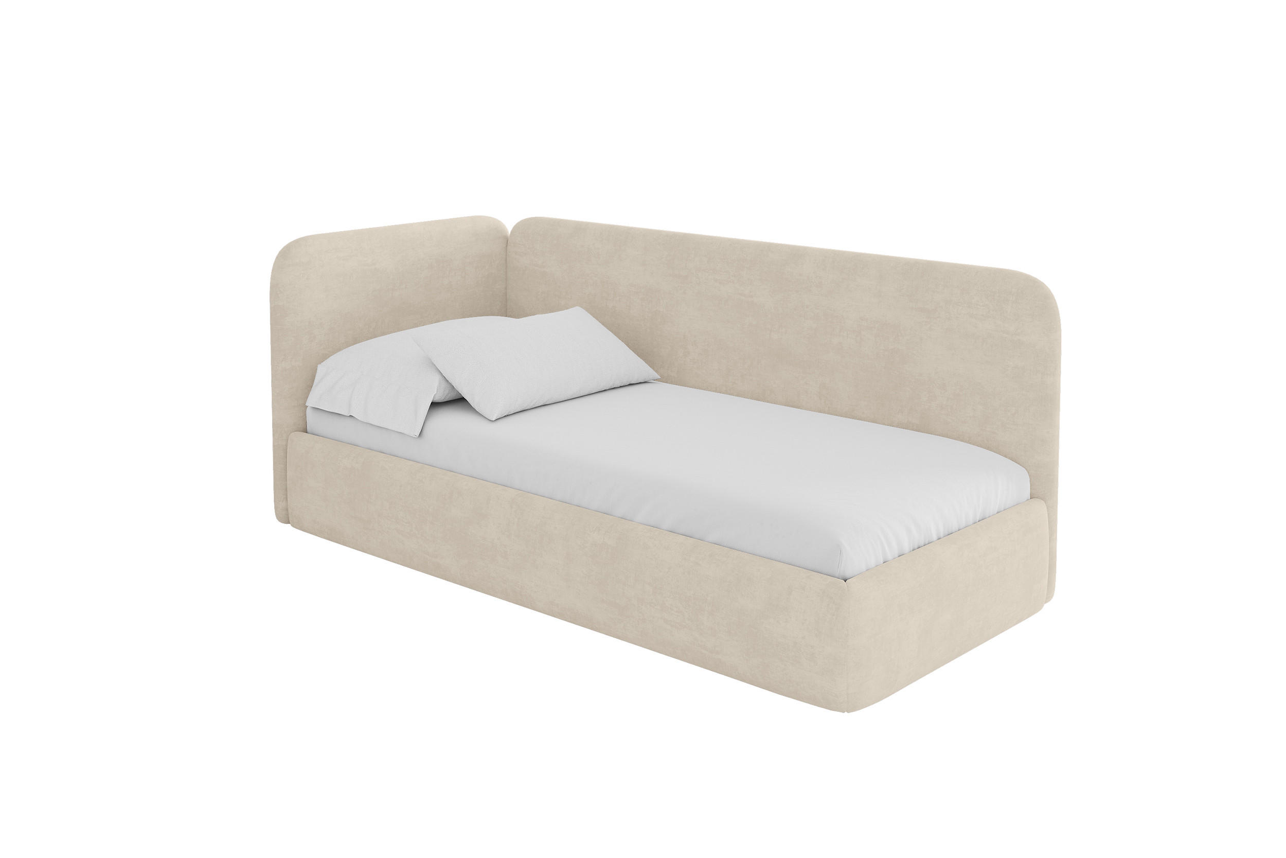 EINZELLBETT Jugendbett mit Bettkasten und Matratze H3/H4, Rechts - ELSY 90x200 Beige - Naturfarben, Holzwerkstoff/Textil (90/200cm) - ALTDECOR
