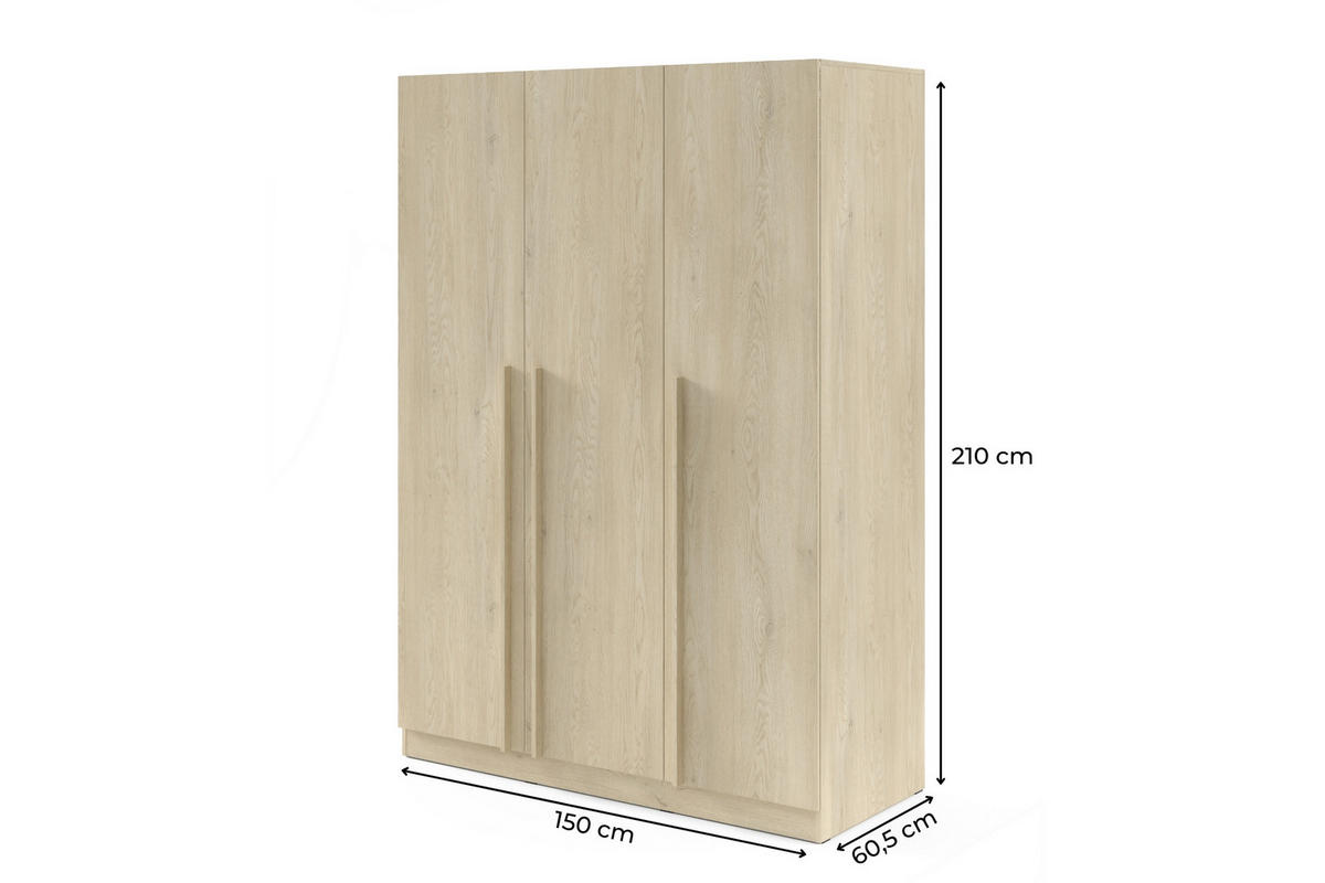 DREHTÜRENSCHRANK BRISSO BR2 150/210/60,5 cm in Eiche Ceremona - Eichefarben, Holzwerkstoff (150/210/61cm) - Deine Möbel 24