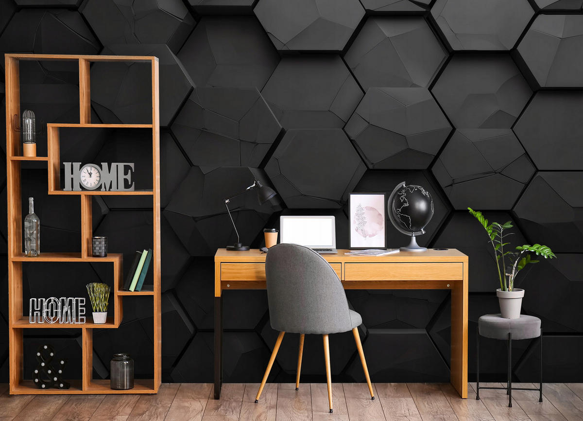 FOTOTAPETE Jungen Sechsecke Schwarz 200x140 cm - Multicolor, Papier (200/140cm) - Wallarena
