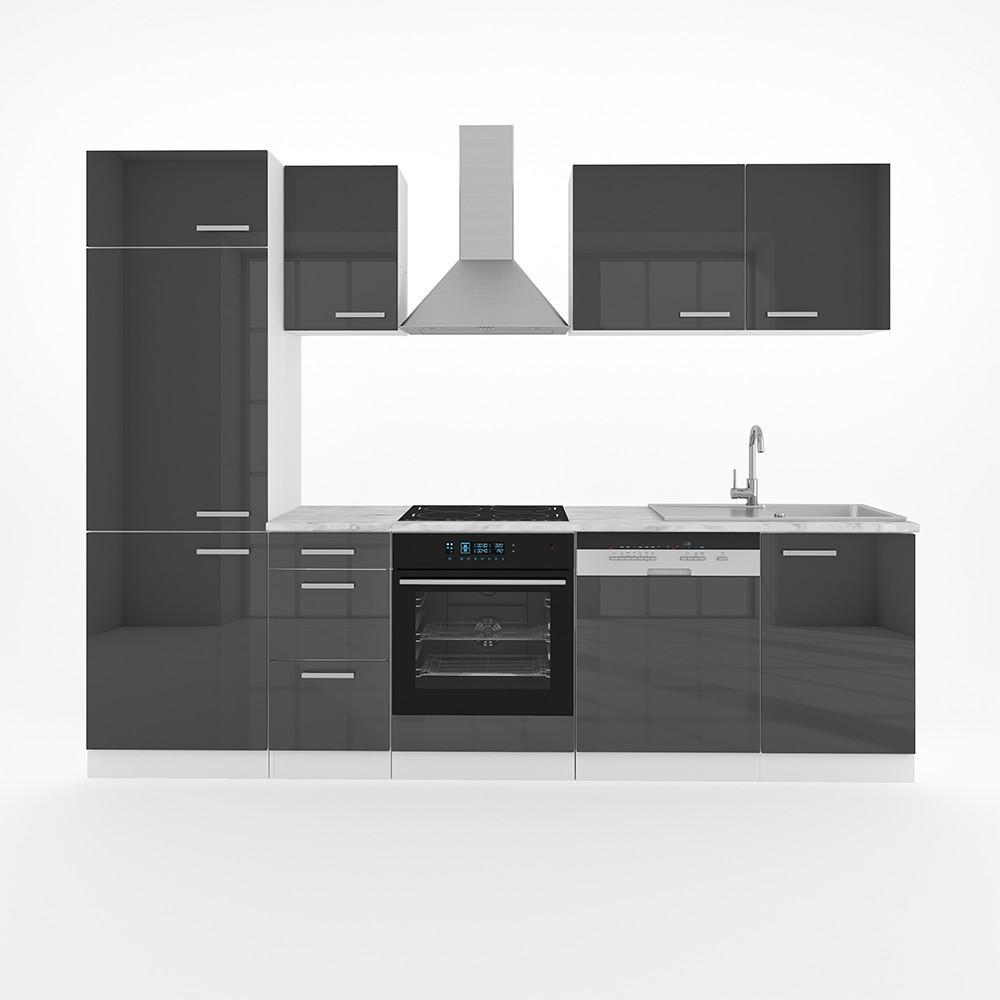 Vicco KUCHYŇSKÝ KOUT Optima Antracitový vysoký lesk/bílá 270 cm bez pracovní desky