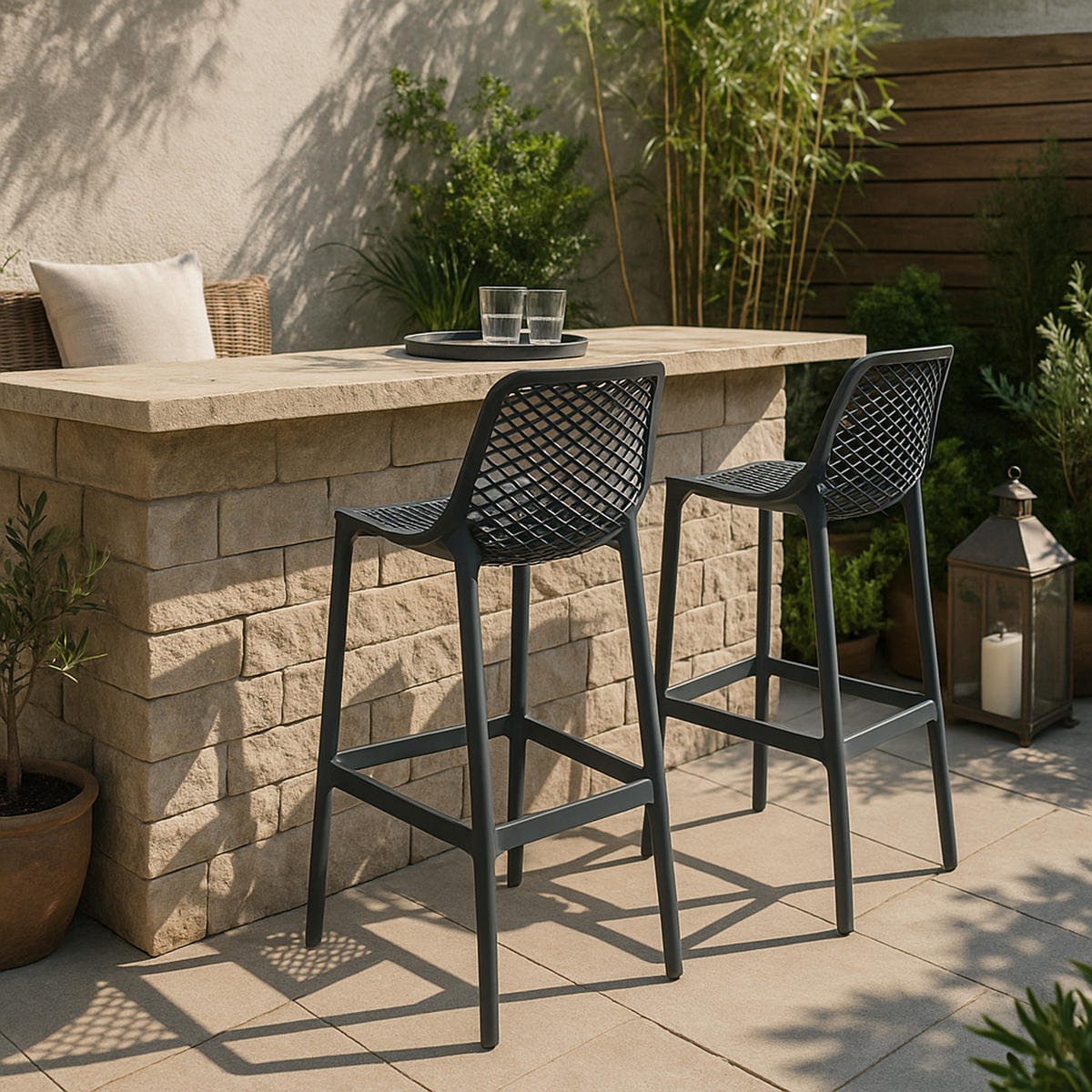 BARHOCKER 2er Set Aero dunkelgrau - Dunkelgrau, Kunststoff (45/105/53cm) - TPFLiving
