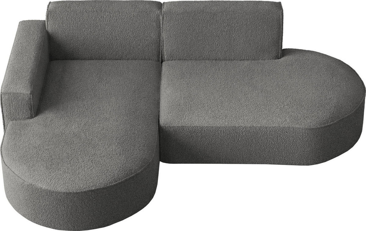 ECKSOFA Hana L-Form 3-Sitzer Ecke Links, Boucle, Grau 241/73/168 cm - Schwarz/Grau, Textil/Metall (241/168cm) - WFL GROUP