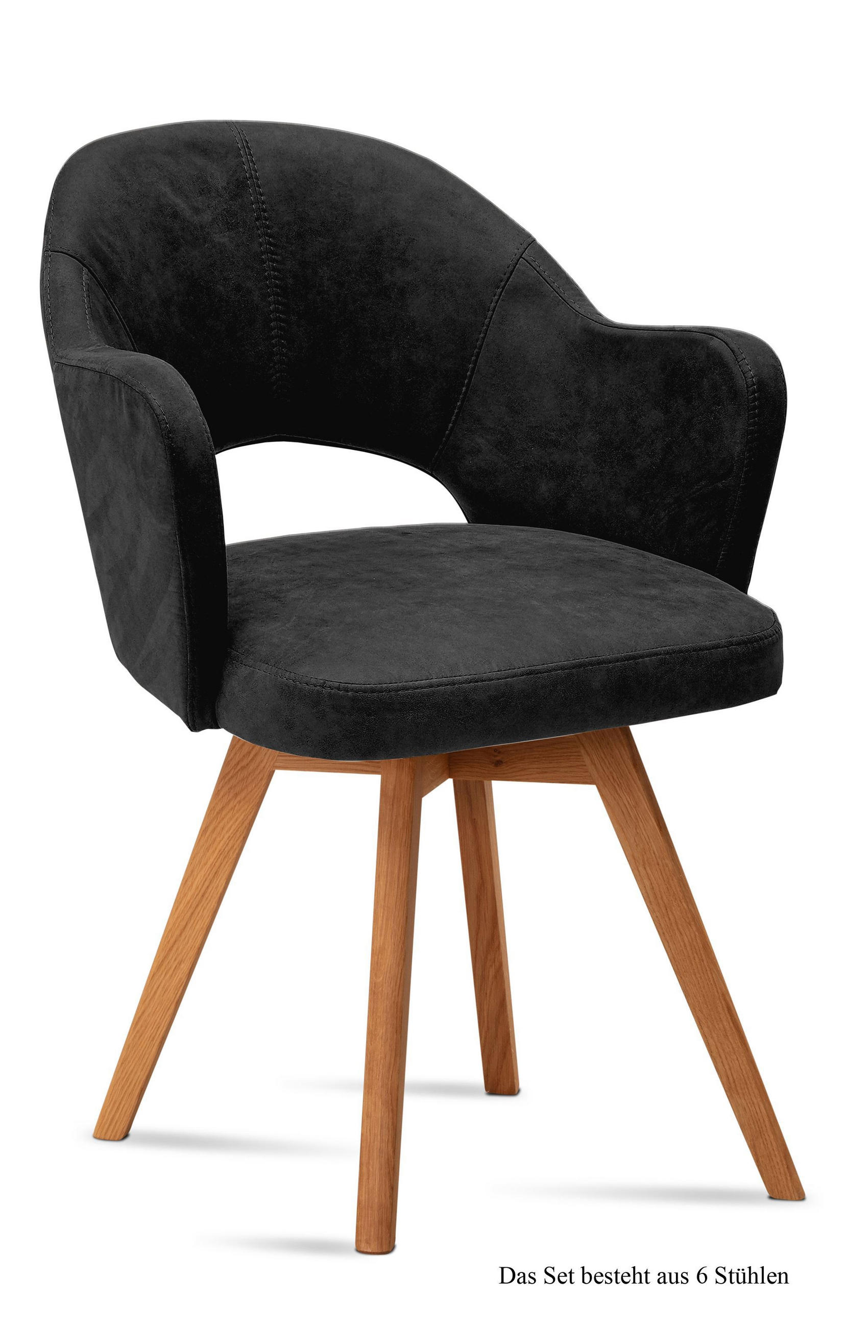 ARMLEHNSTUHL (6er-Set) Dolly 59x87x61 Eiche geölt/Anthrazit - Eichefarben/Anthrazit, Kunststoff (61/87/59cm) - 58aufmkessel