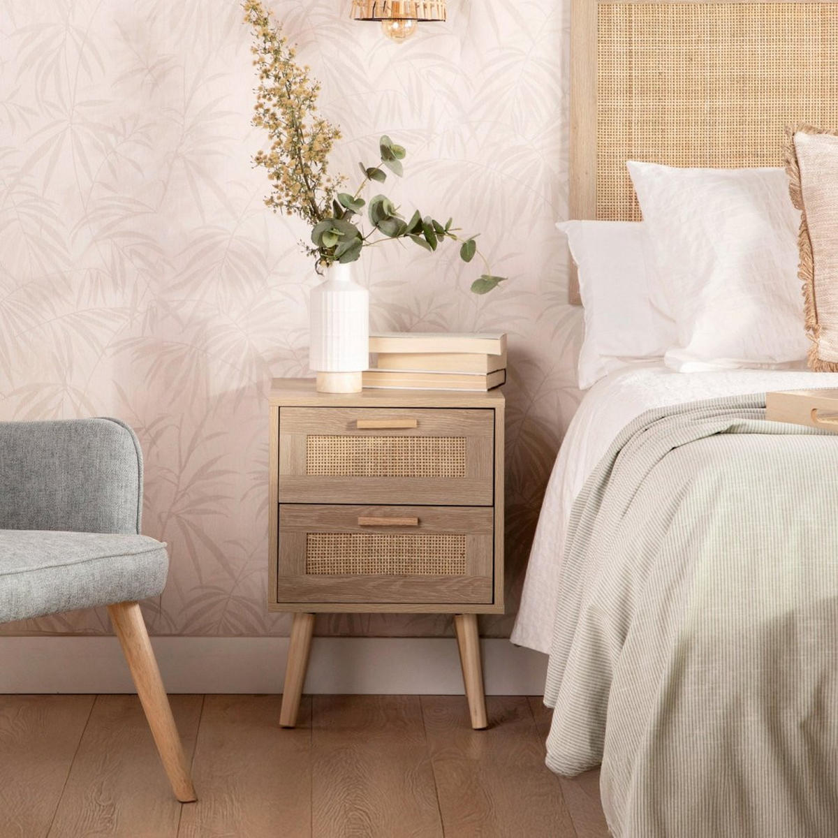 NACHTTISCH MIT 1 SCHUBLADE Tahiti Natürlich 40 cm x 56 cm - Naturfarben, Holzwerkstoff (40/56/40cm) - Klast Home