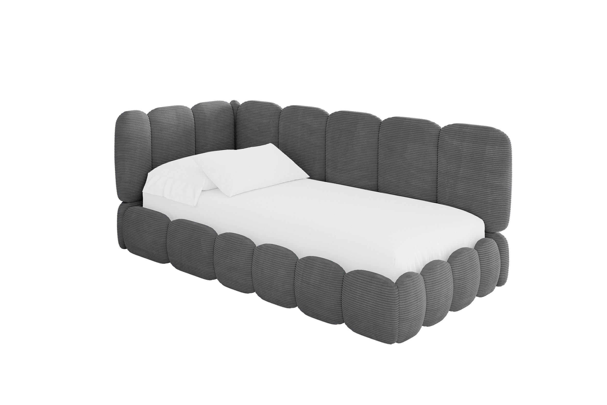 ALTDECOR JEDNOLŮŽKOVÁ POSTEL pro mládež s úložným prostorem a matrací H3/H4, vpravo - AVRY 100x200 tmavě šedá