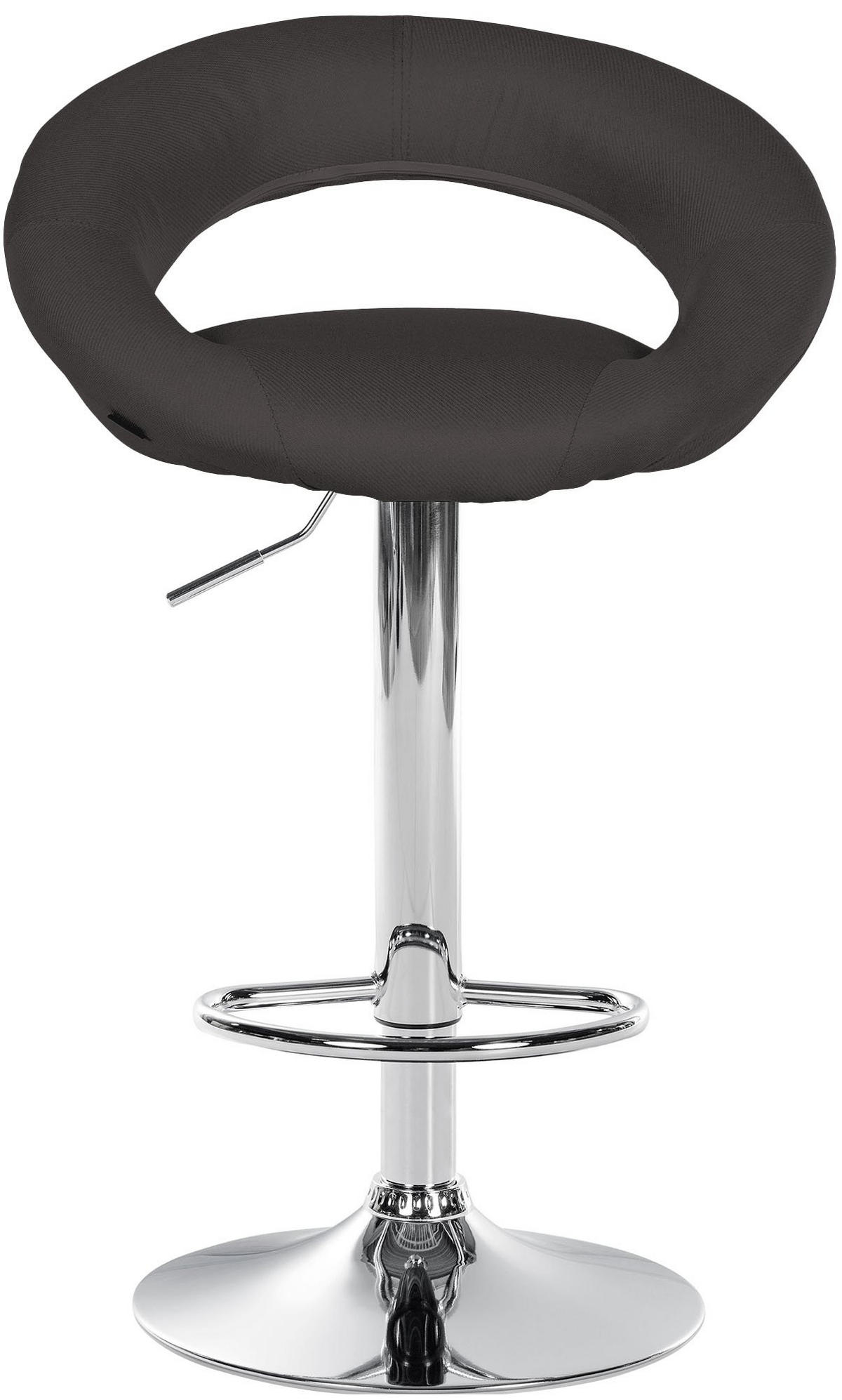 BARHOCKER Stoff dunkelgrau - Chromfarben/Dunkelgrau, Textil/Metall (52/77/47cm) - CLP