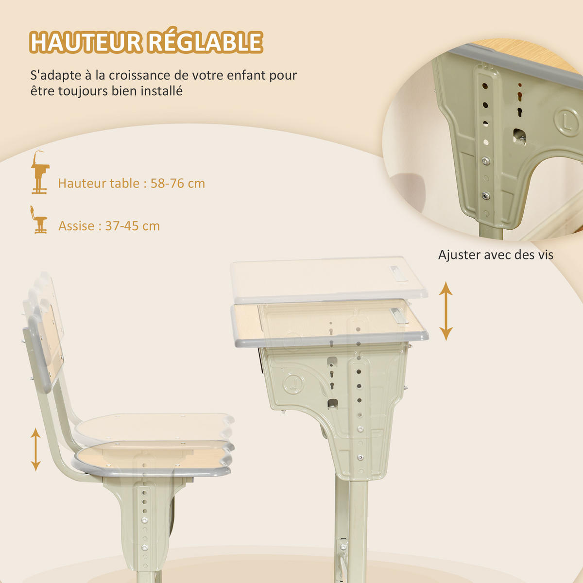 SCHREIBTISCH-SET DE-17502 Olivgrün/Hellholz - Naturfarben, Holzwerkstoff (60/76/40cm) - ComfortXL