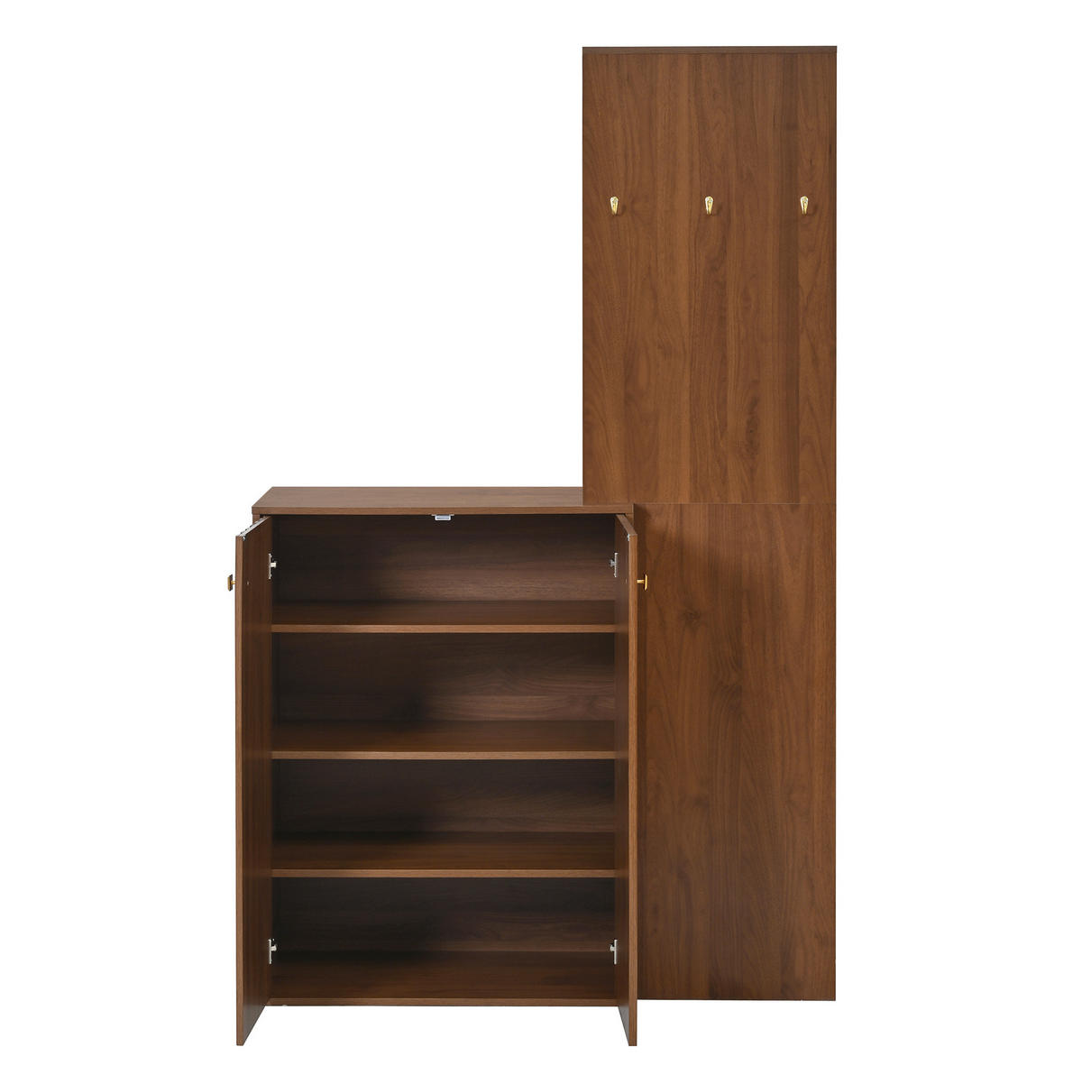 KOMPAKTGARDEROBE 115/38,5/191,5 cm mit Schuhschrank, Kleiderstange und verstellbaren Einlegeböden, Nussbaum - Walnussfarben, Holzwerkstoff (115/191.5/38.5cm) - Redom