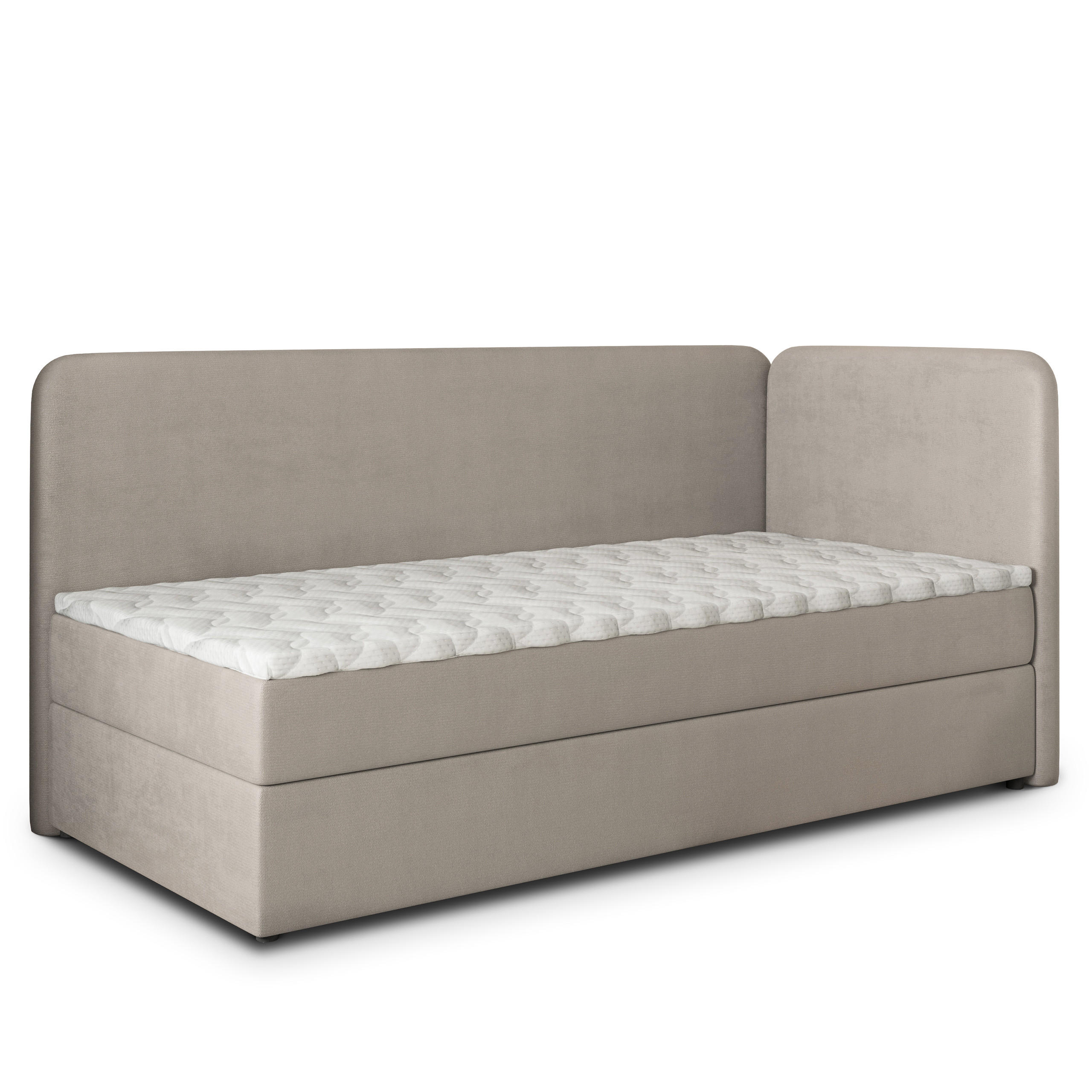 BOXBETT GINA 100x200 cm mit Matratze und Topper, H2+H3 - Beige - Beige, Holz (100/200cm) - MASSENO