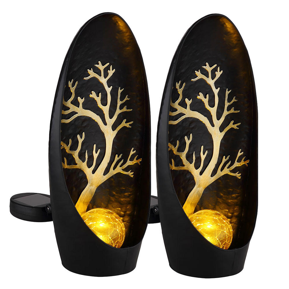 LED AUSSENLEUCHTE Metall Schwarz 2er Set - Schwarz, Glas (14/7/30cm) - Globo Lighting