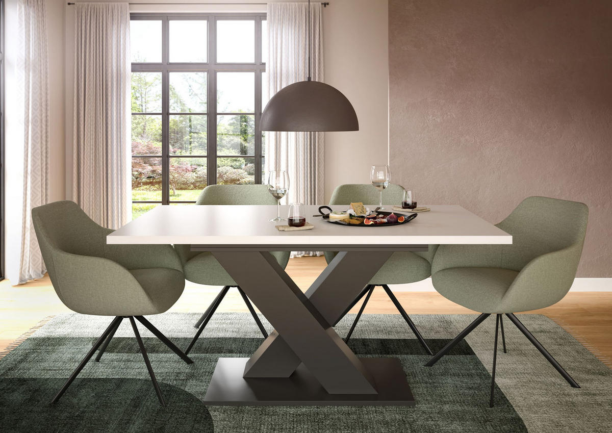 ESSTISCH MOTION (B/H/T: ca. 150/76/90 cm) in grau/weiß - Grau, Holzwerkstoff (90/150/76cm)